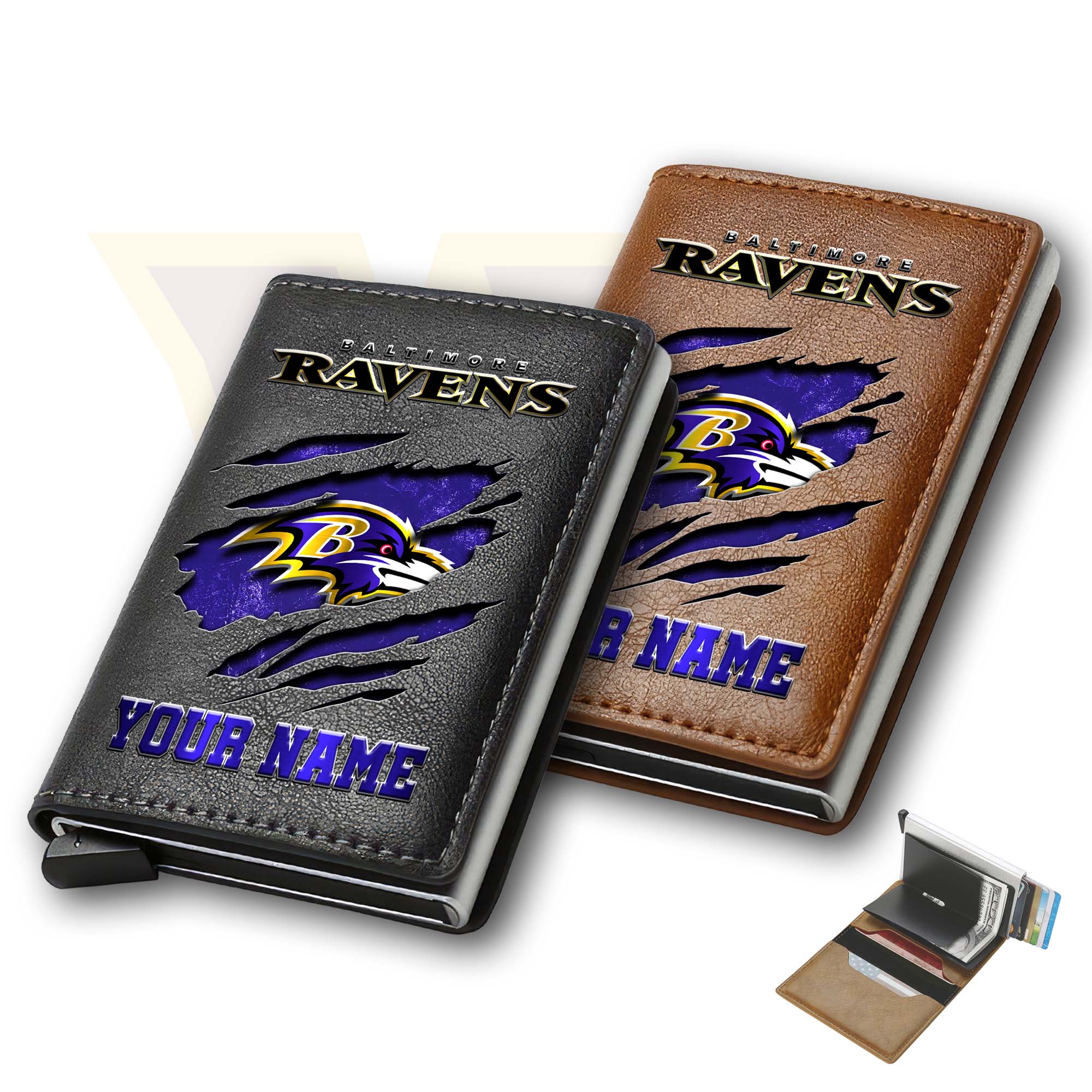 Baltimore Ravens Men Wallet Custom Your Name, Football Team Men Wallet For Fans, Gifts For Football Lovers EHIVM-03061165