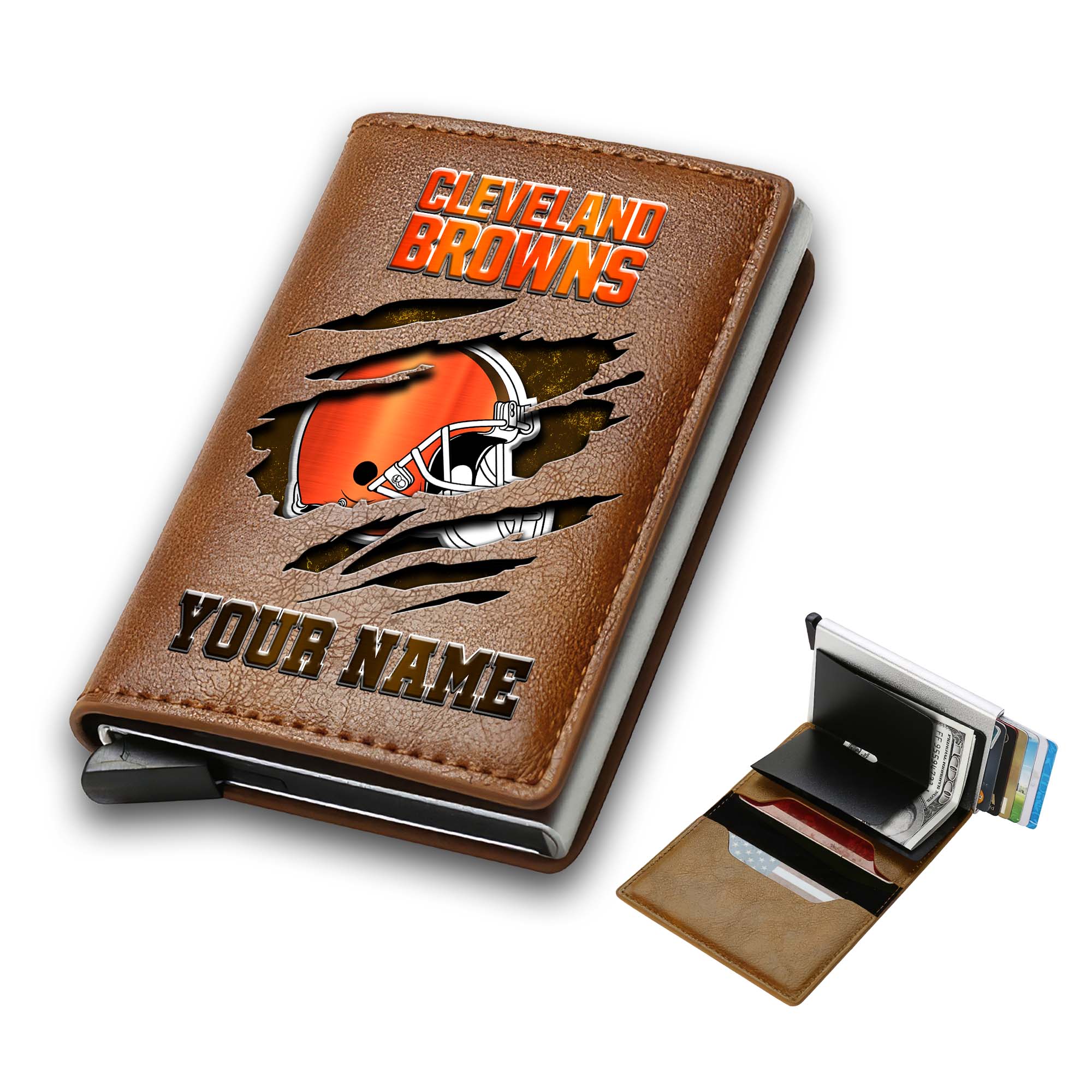 Alternative view of Cleveland Browns Men Wallet Custom Your Name, Football Team Men Wallet For Fans, Gifts For Football Lovers EHIVM-03061165