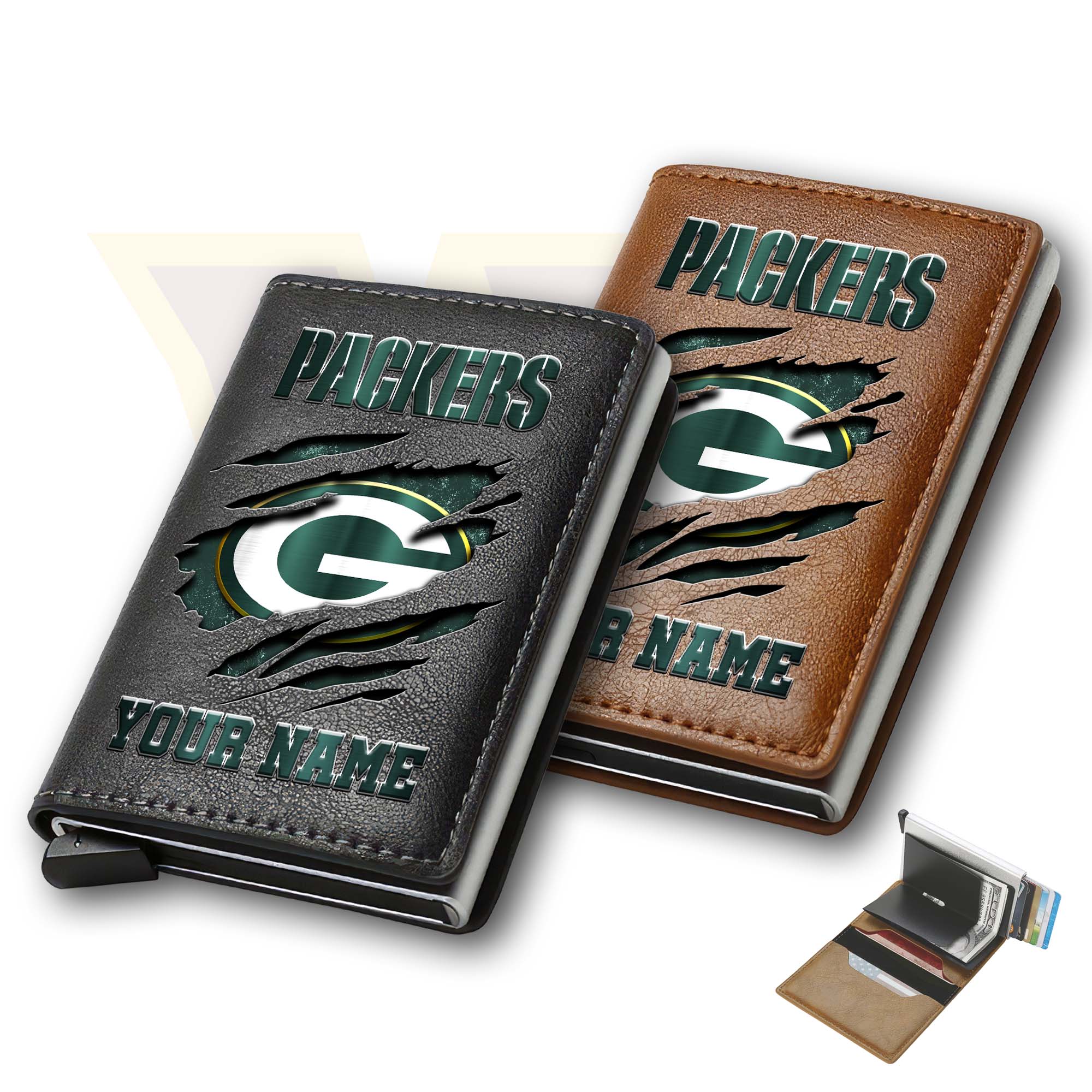 Green Bay Packers Men Wallet Custom Your Name, Football Team Men Wallet For Fans, Gifts For Football Lovers EHIVM-03061165