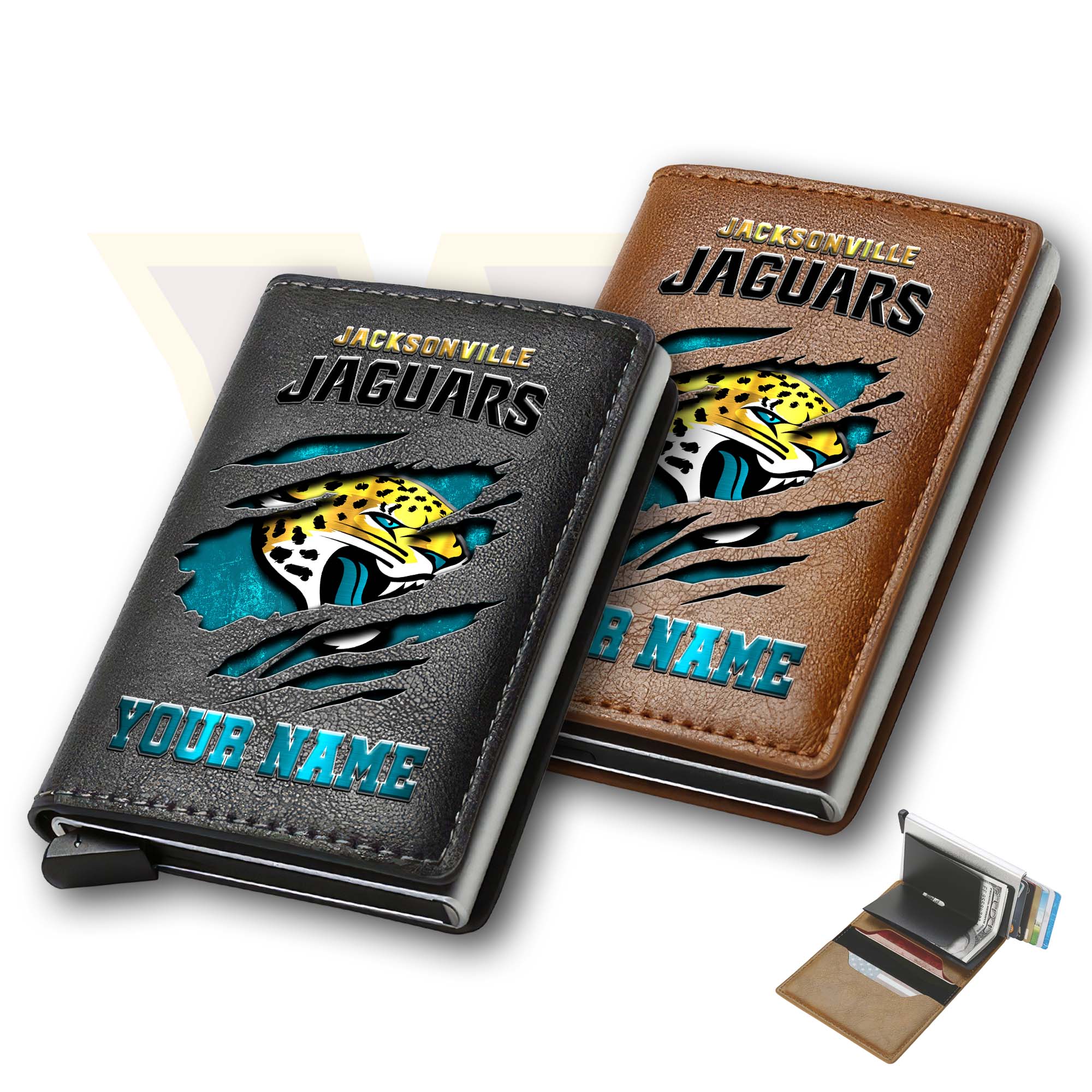 Jacksonville Jaguars Men Wallet Custom Your Name, Football Team Men Wallet For Fans, Gifts For Football Lovers EHIVM-03061165