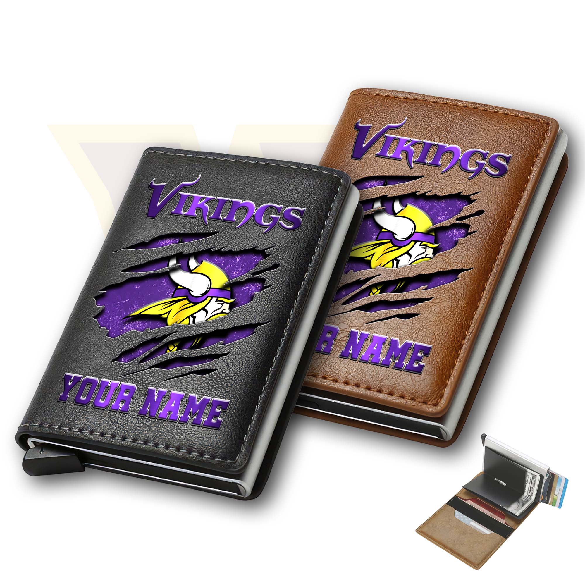 Minnesota Vikings Men Wallet Custom Your Name, Football Team Men Wallet For Fans, Gifts For Football Lovers EHIVM-03061165