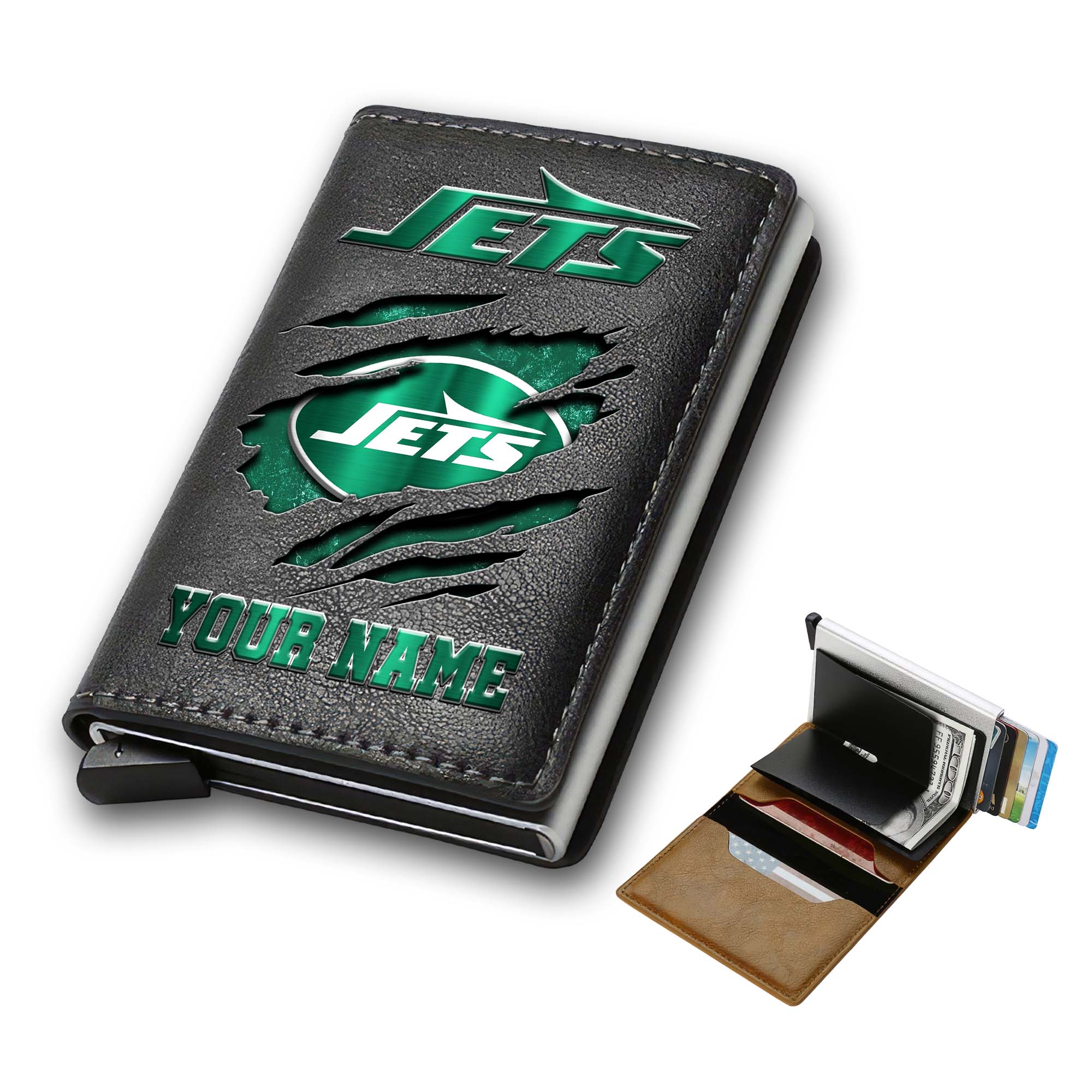 New York Jets Men Wallet Custom Your Name, Football Team Men Wallet For Fans, Gifts For Football Lovers EHIVM-03061165 - Image 3