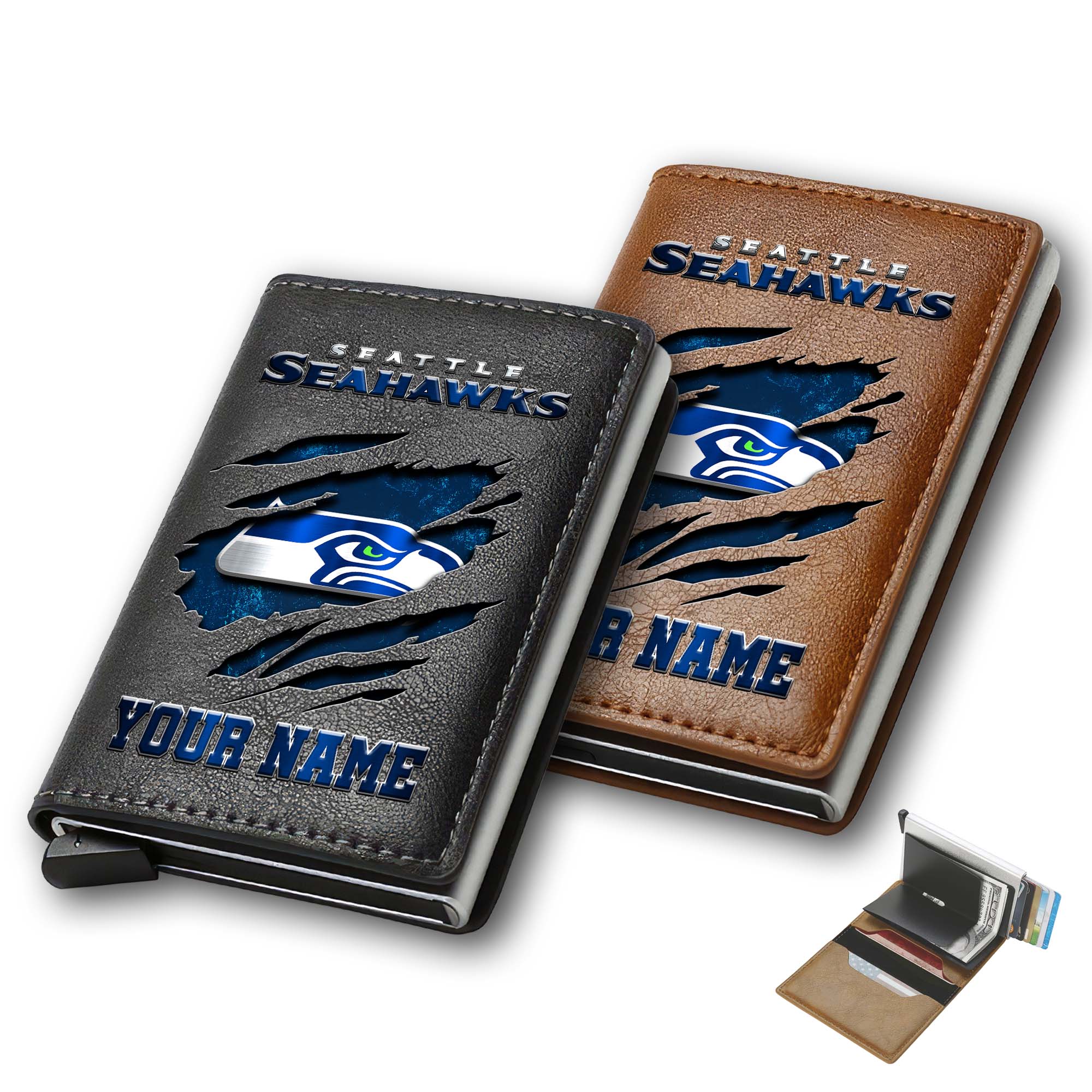 Seattle Seahawks Men Wallet Custom Your Name, Football Team Men Wallet For Fans, Gifts For Football Lovers EHIVM-03061165