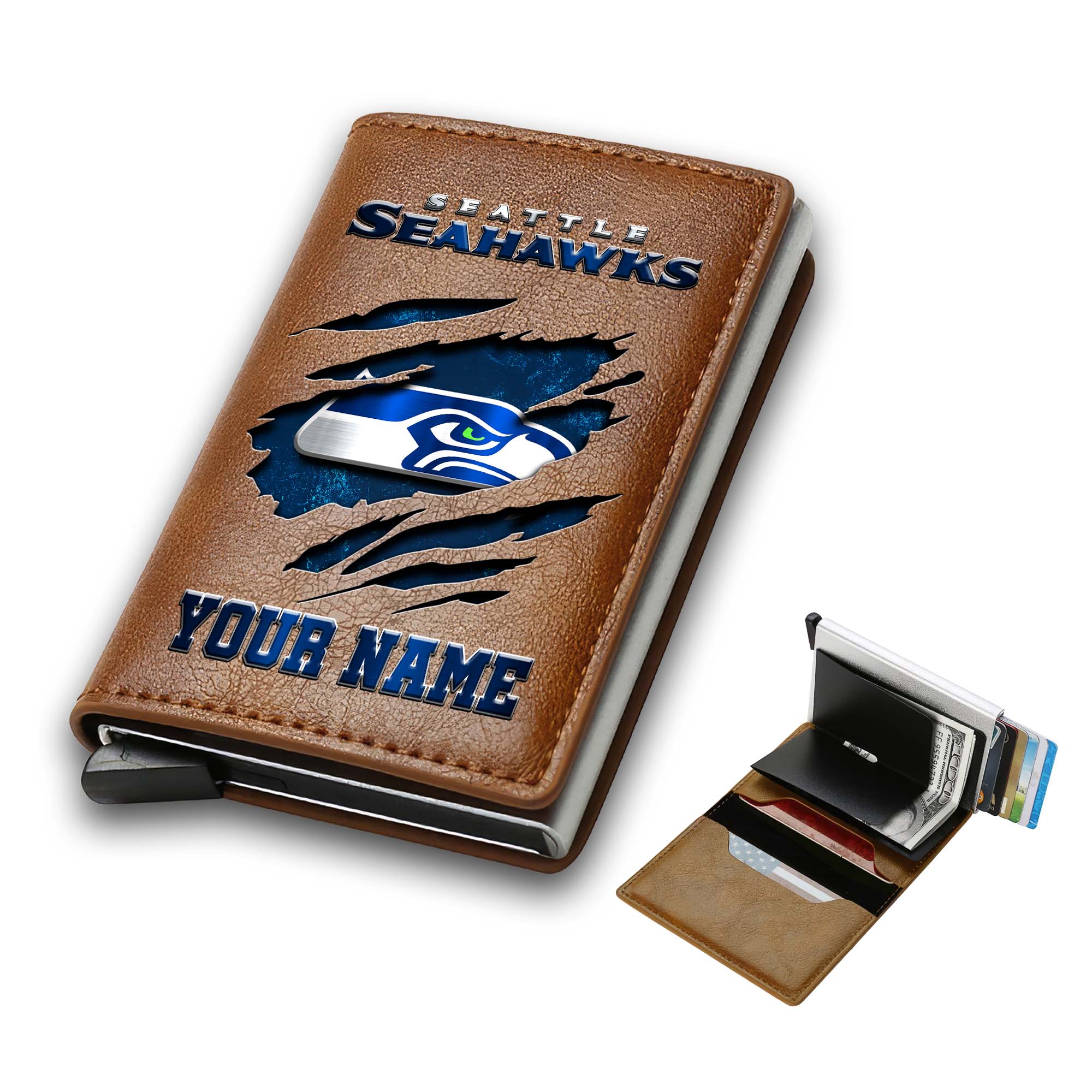 Alternative view of Seattle Seahawks Men Wallet Custom Your Name, Football Team Men Wallet For Fans, Gifts For Football Lovers EHIVM-03061165