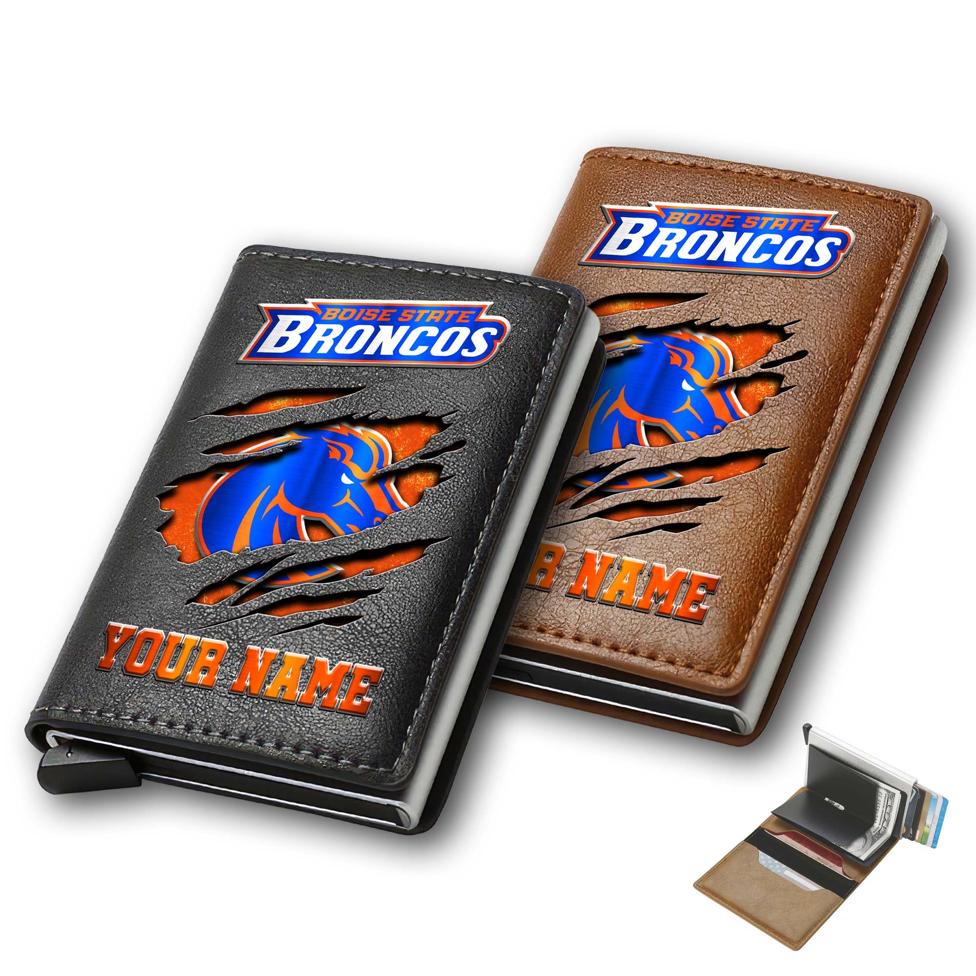 Boise State Broncos Men Wallet Custom Your Name, Football Team Men Wallet For Fans, Gifts For Football Lovers EHIVM-03061172