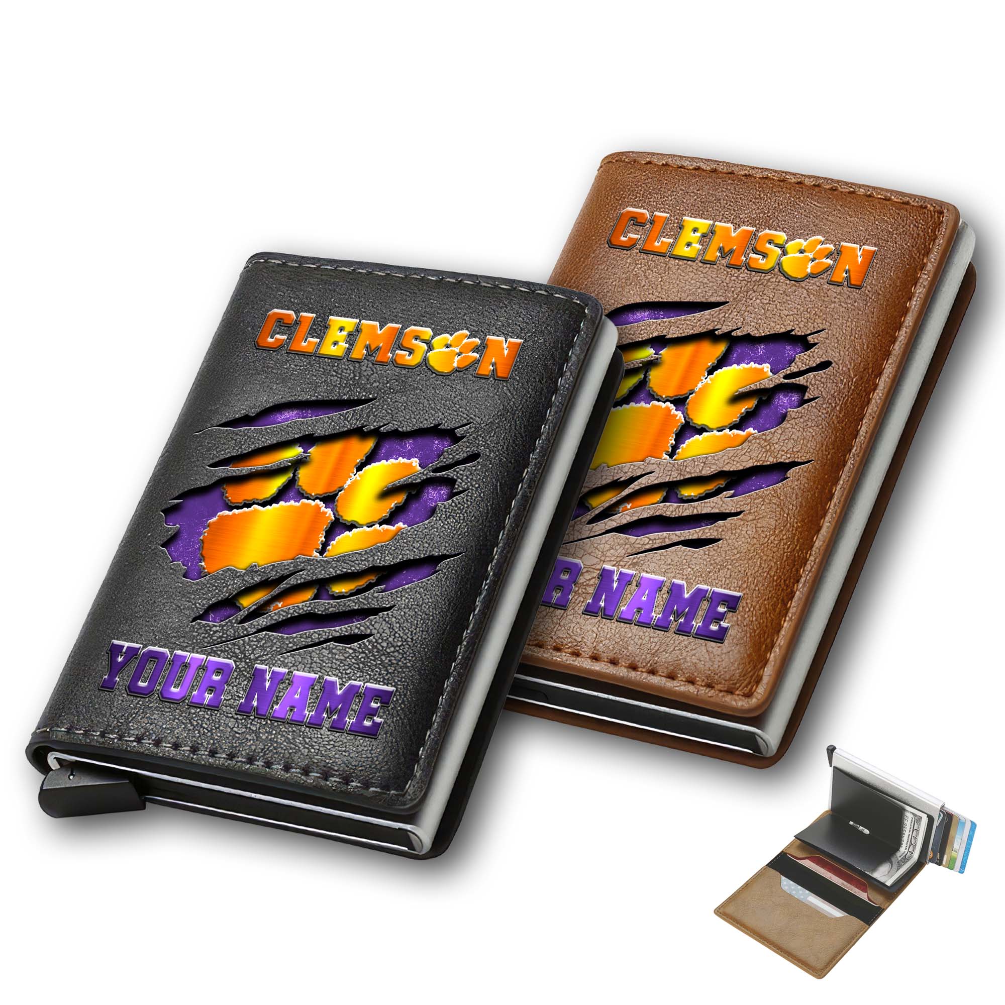 Clemson Tigers Men Wallet Custom Your Name, Football Team Men Wallet For Fans, Gifts For Football Lovers EHIVM-03061172