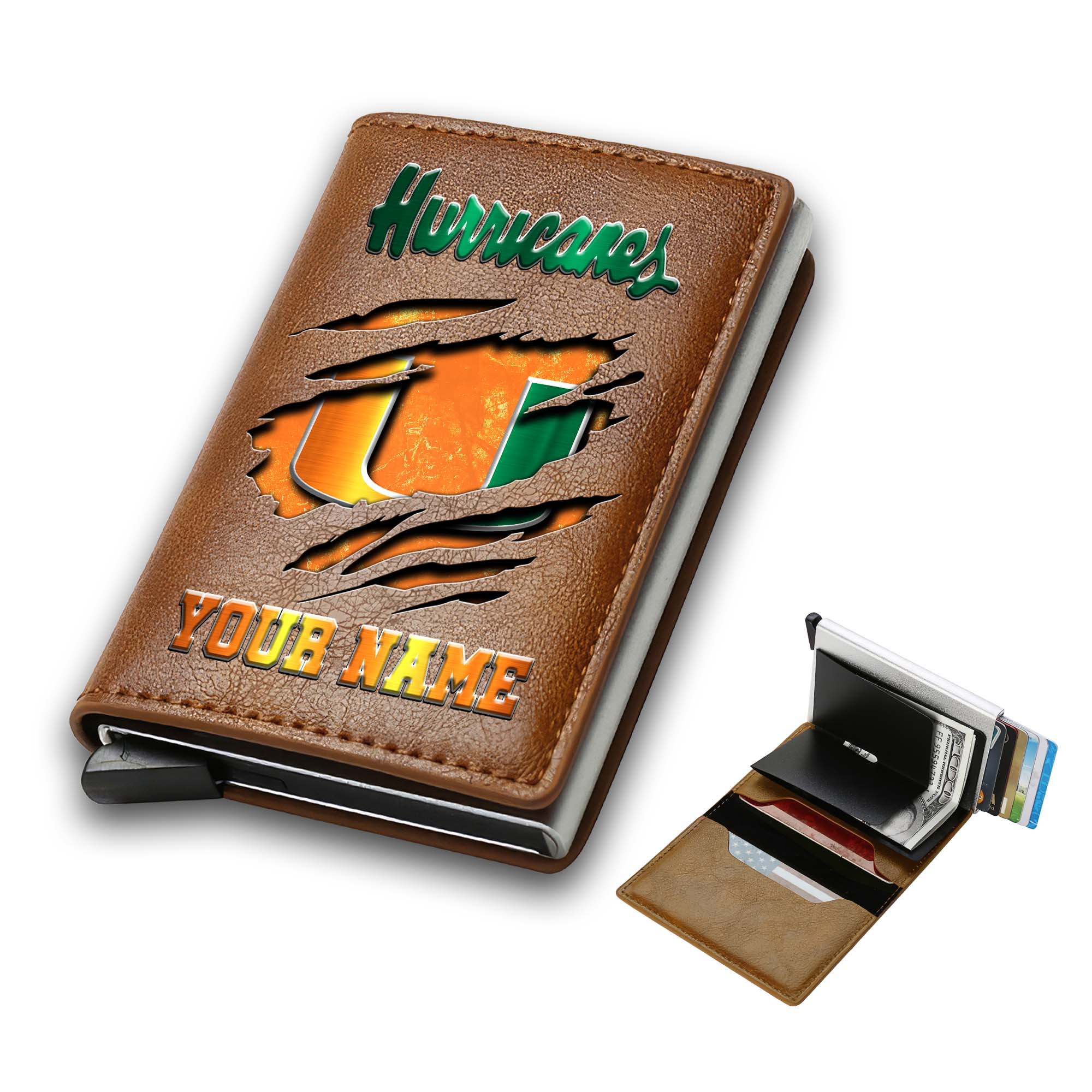 Alternative view of Miami Hurricanes Men Wallet Custom Your Name, Football Team Men Wallet For Fans, Gifts For Football Lovers EHIVM-03061172