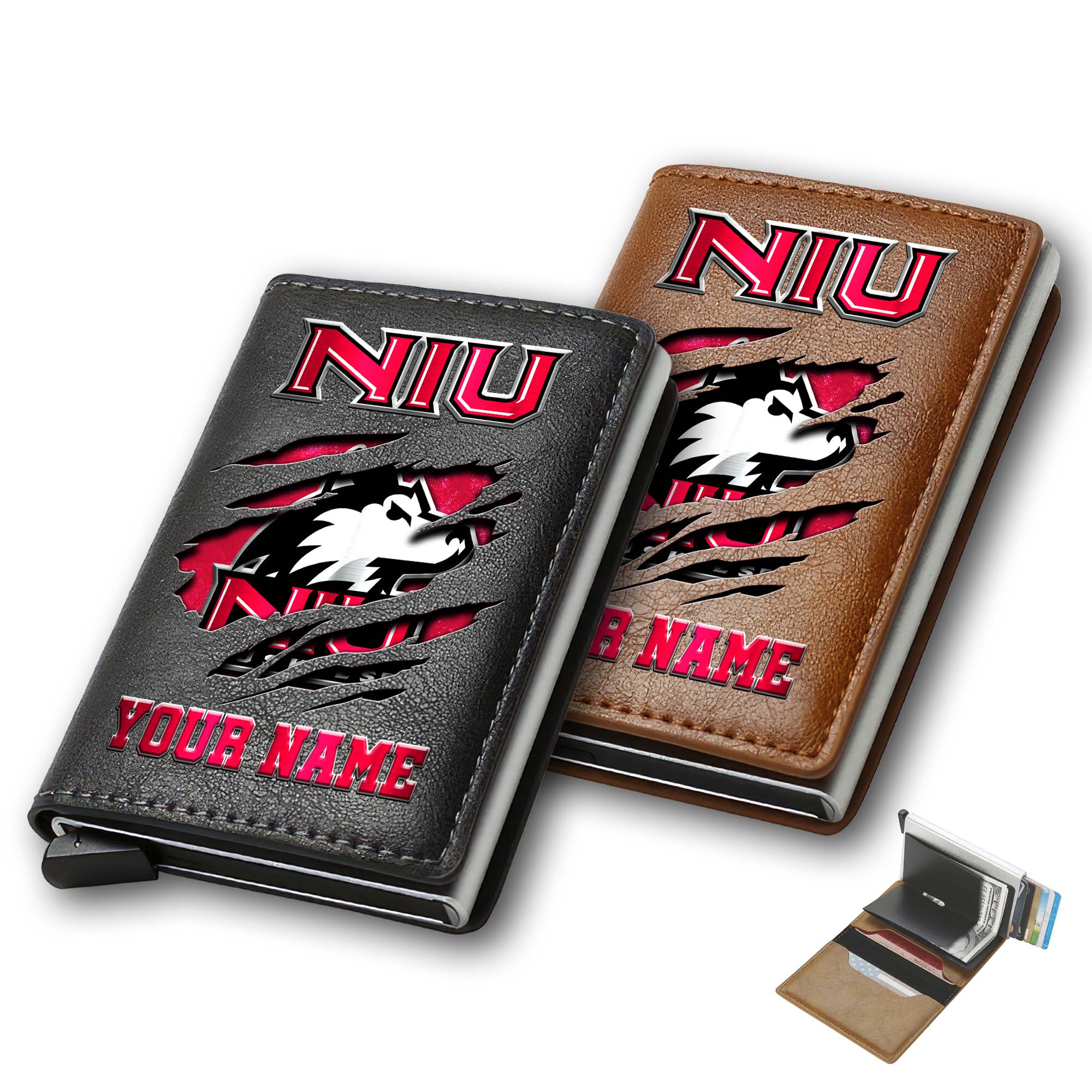 Northern Illinois Huskies Men Wallet Custom Your Name, Football Team Men Wallet For Fans, Gifts For Football Lovers EHIVM-03061172