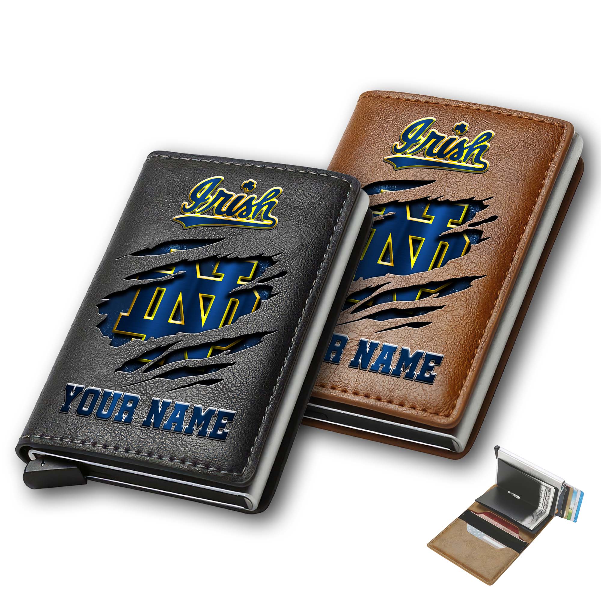 Notre Dame Fighting Irish Men Wallet Custom Your Name, Football Team Men Wallet For Fans, Gifts For Football Lovers EHIVM-03061172