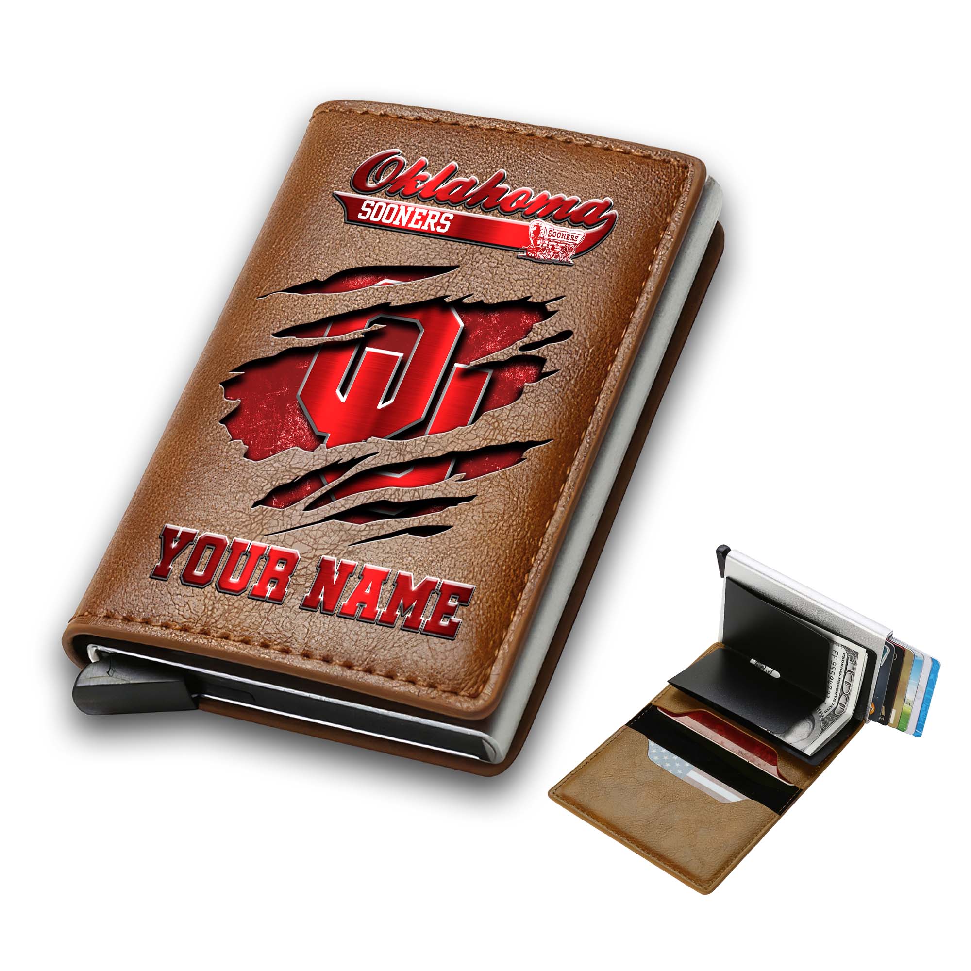 Alternative view of Oklahoma Sooners Men Wallet Custom Your Name, Football Team Men Wallet For Fans, Gifts For Football Lovers EHIVM-03061172