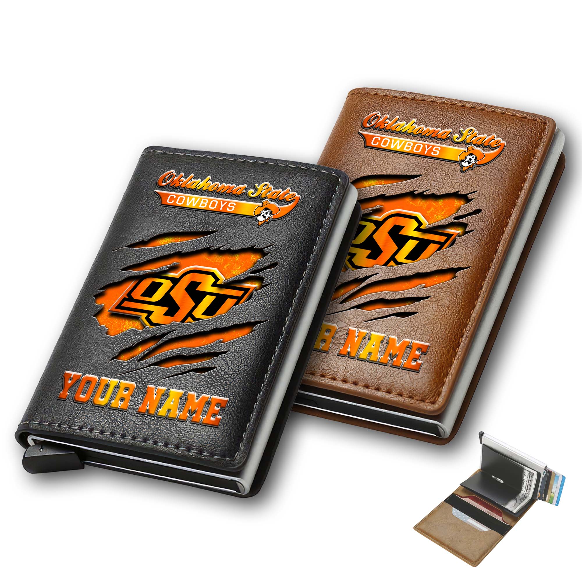 Oklahoma State Cowboys Men Wallet Custom Your Name, Football Team Men Wallet For Fans, Gifts For Football Lovers EHIVM-03061172