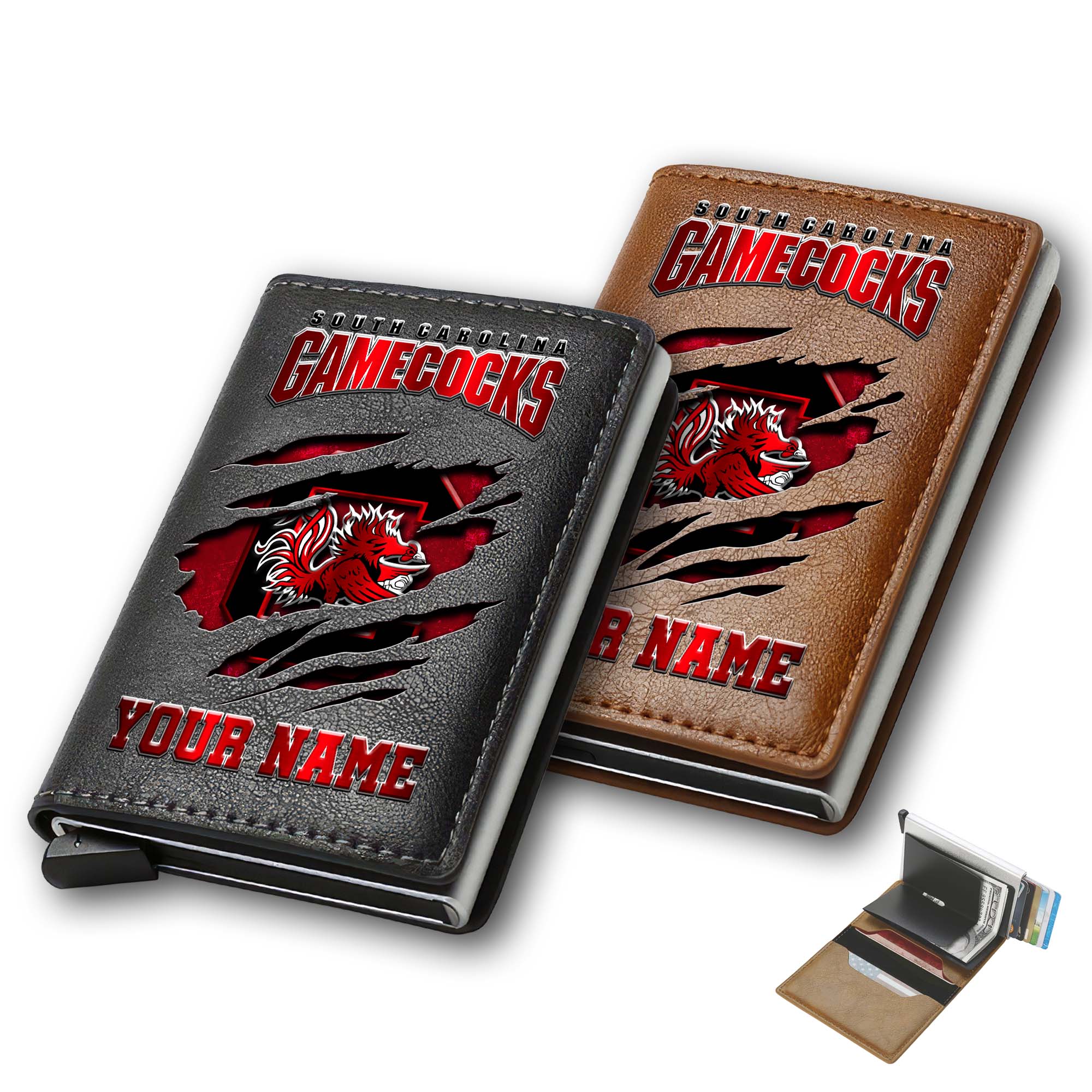 South Carolina Gamecocks Men Wallet Custom Your Name, Football Team Men Wallet For Fans, Gifts For Football Lovers EHIVM-03061172