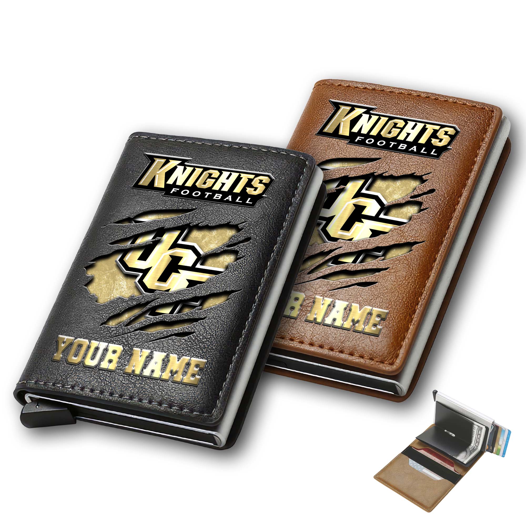UCF Knights Men Wallet Custom Your Name, Football Team Men Wallet For Fans, Gifts For Football Lovers EHIVM-03061172
