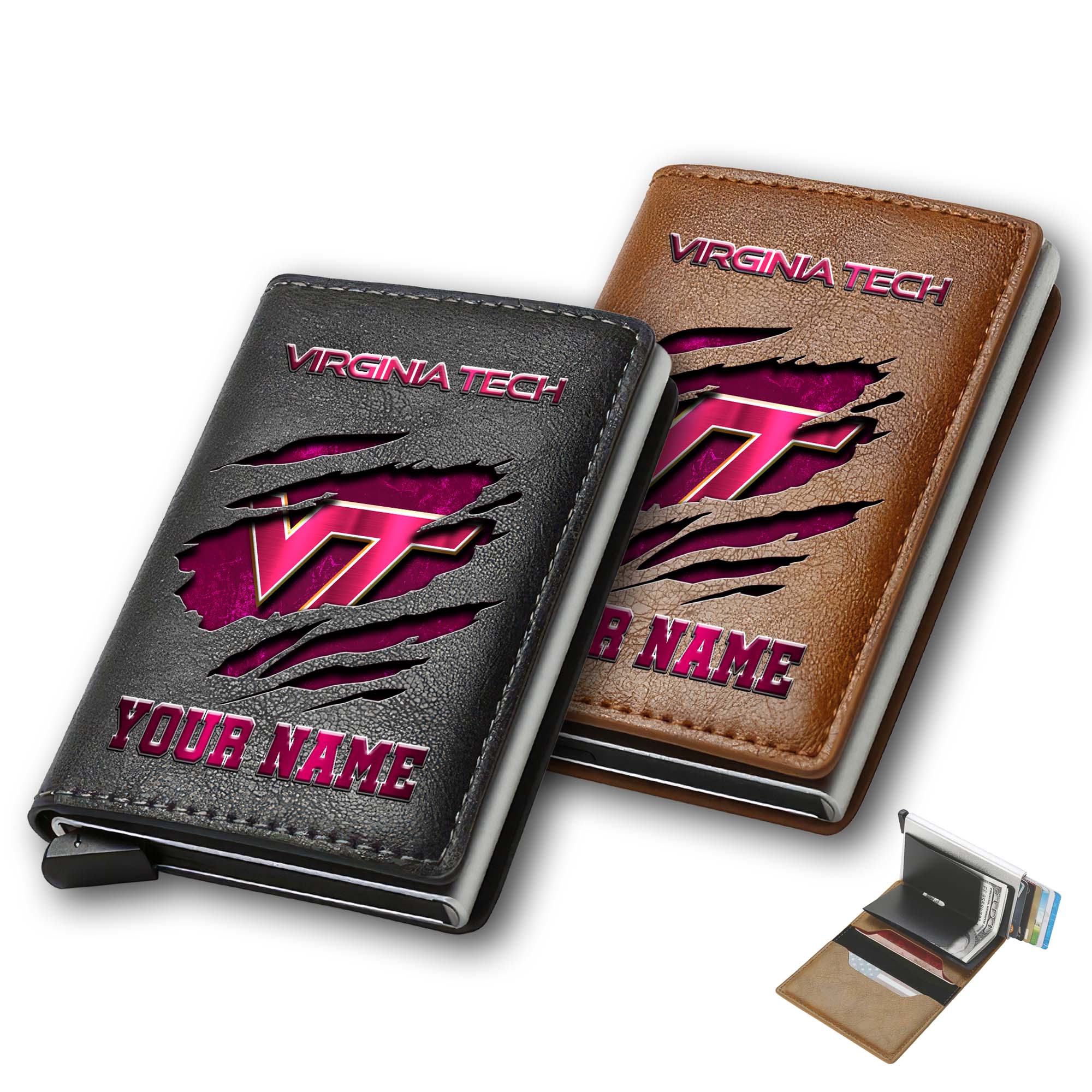 Virginia Tech Hokies Men Wallet Custom Your Name, Football Team Men Wallet For Fans, Gifts For Football Lovers EHIVM-03061172