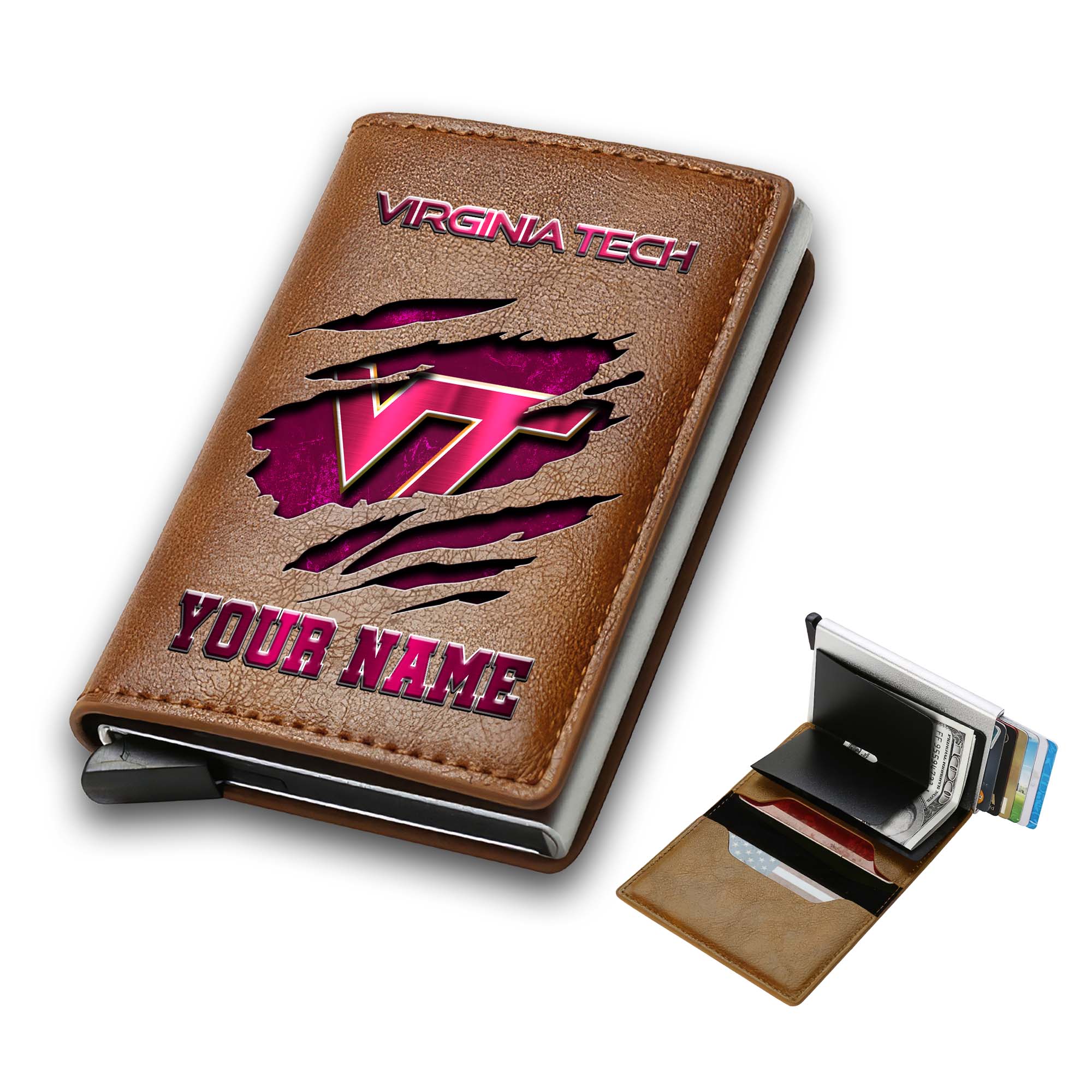 Alternative view of Virginia Tech Hokies Men Wallet Custom Your Name, Football Team Men Wallet For Fans, Gifts For Football Lovers EHIVM-03061172