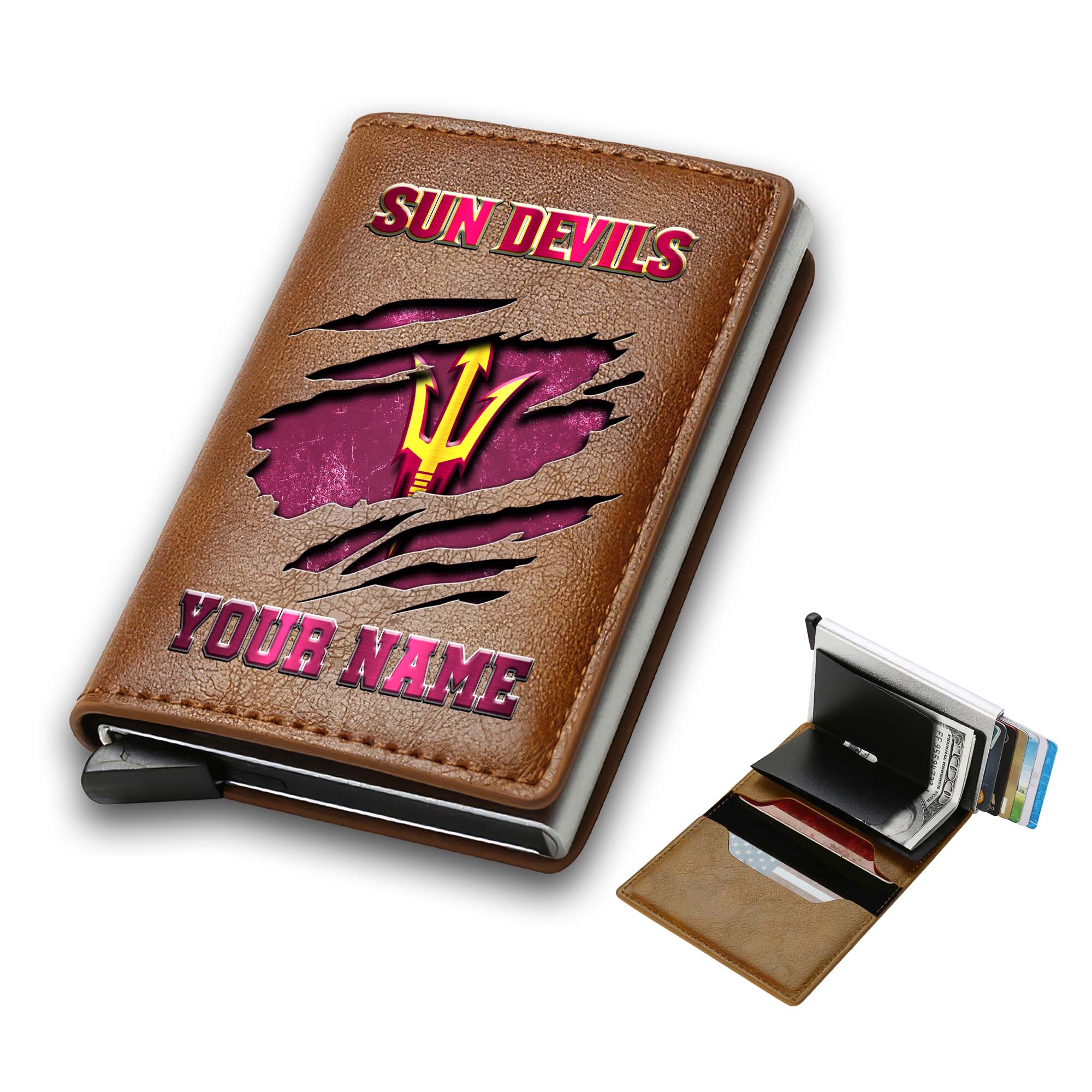 Alternative view of Arizona State Sun Devils Men Wallet Custom Your Name, Football Team Men Wallet For Fans, Gifts For Football Lovers EHIVM-03061172
