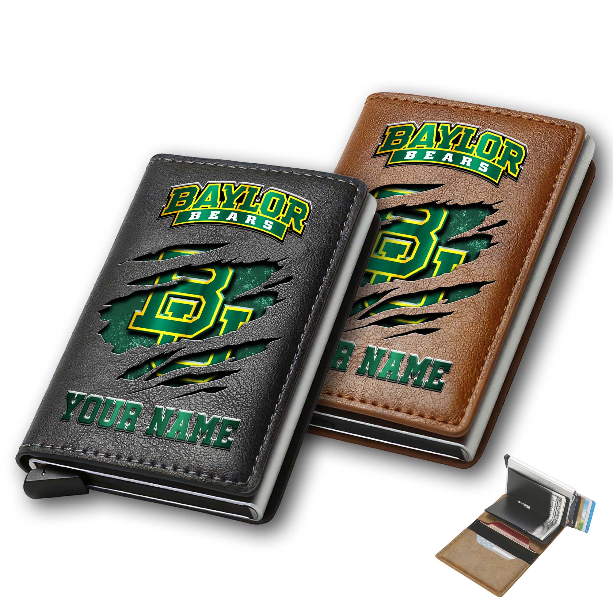 Baylor Bears Men Wallet Custom Your Name, Football Team Men Wallet For Fans, Gifts For Football Lovers EHIVM-03061172