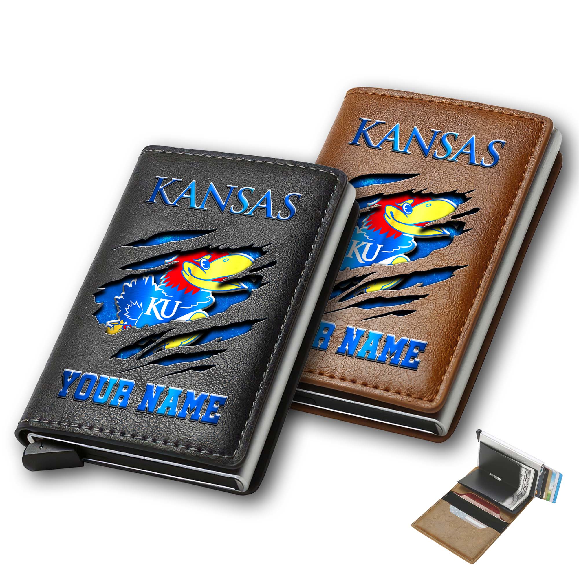 Kansas Jayhawks Men Wallet Custom Your Name, Football Team Men Wallet For Fans, Gifts For Football Lovers EHIVM-03061172