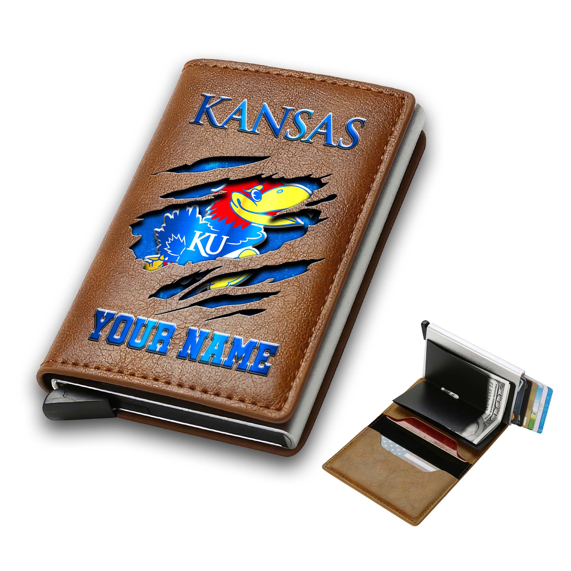 Alternative view of Kansas Jayhawks Men Wallet Custom Your Name, Football Team Men Wallet For Fans, Gifts For Football Lovers EHIVM-03061172
