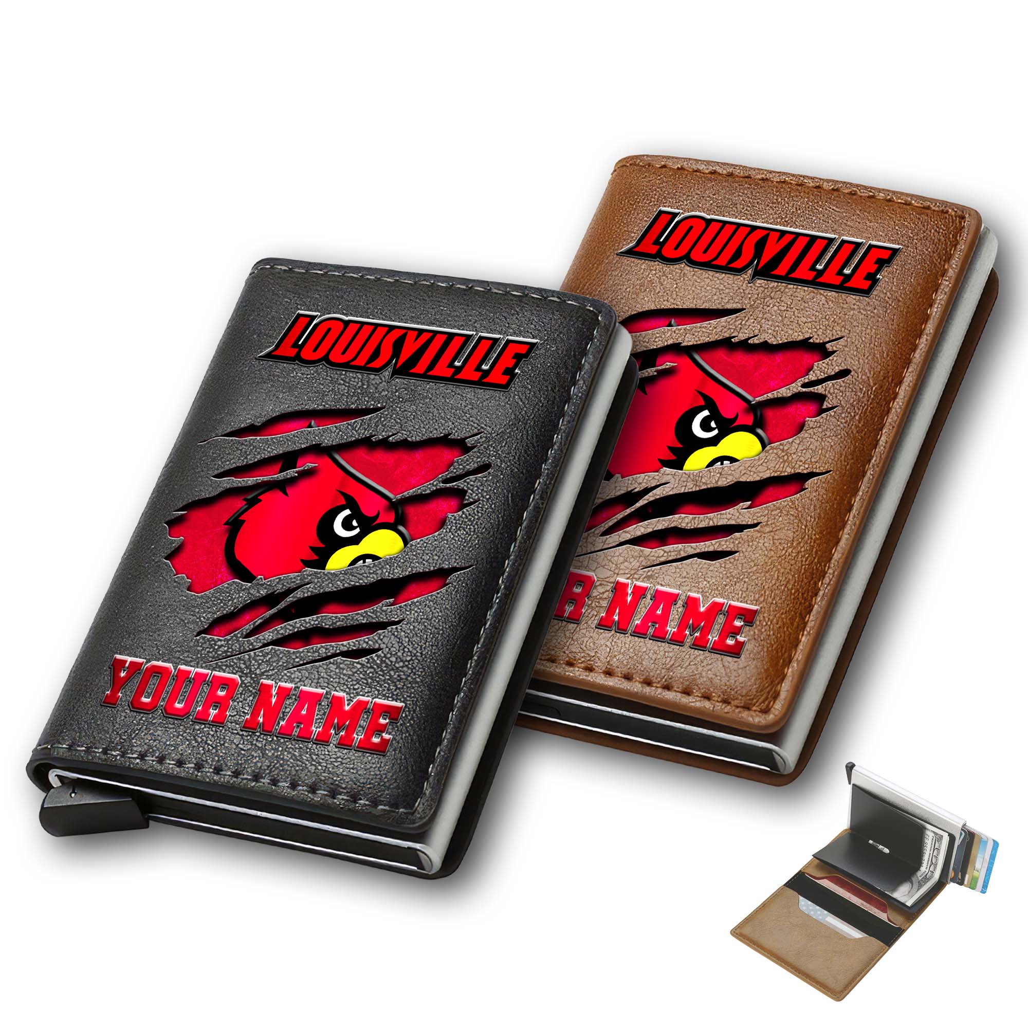 Louisville Cardinals Men Wallet Custom Your Name, Football Team Men Wallet For Fans, Gifts For Football Lovers EHIVM-03061172