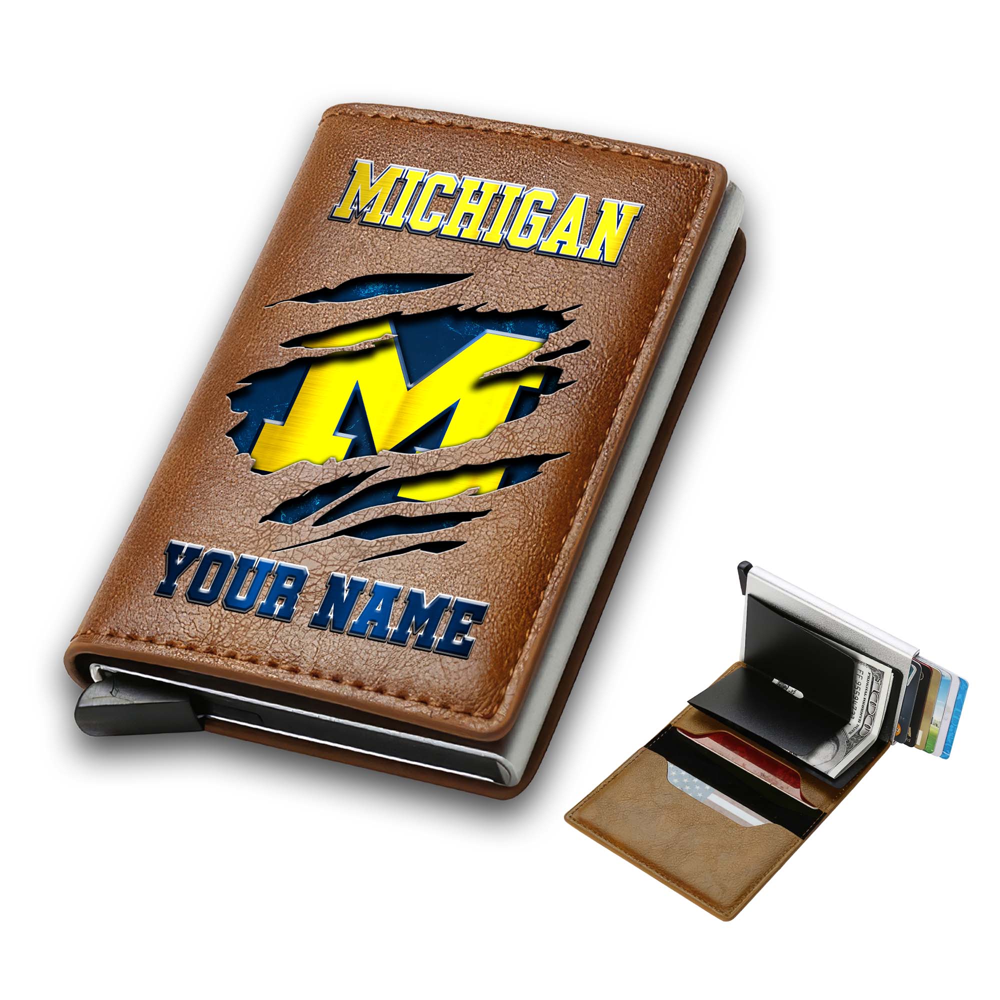 Alternative view of Michigan Wolverines Men Wallet Custom Your Name, Football Team Men Wallet For Fans, Gifts For Football Lovers EHIVM-03061172