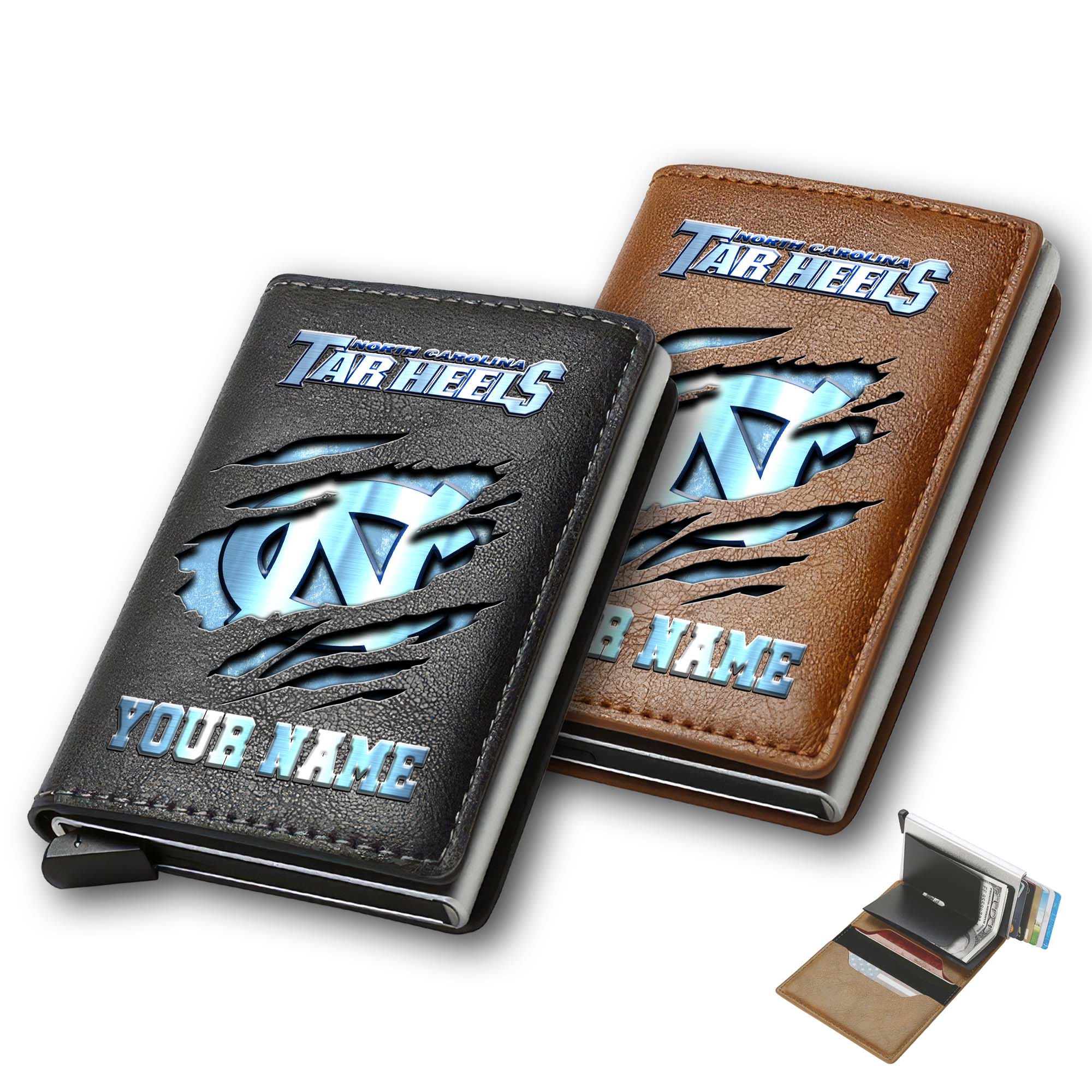 North Carolina Tar Heels Men Wallet Custom Your Name, Football Team Men Wallet For Fans, Gifts For Football Lovers EHIVM-03061172