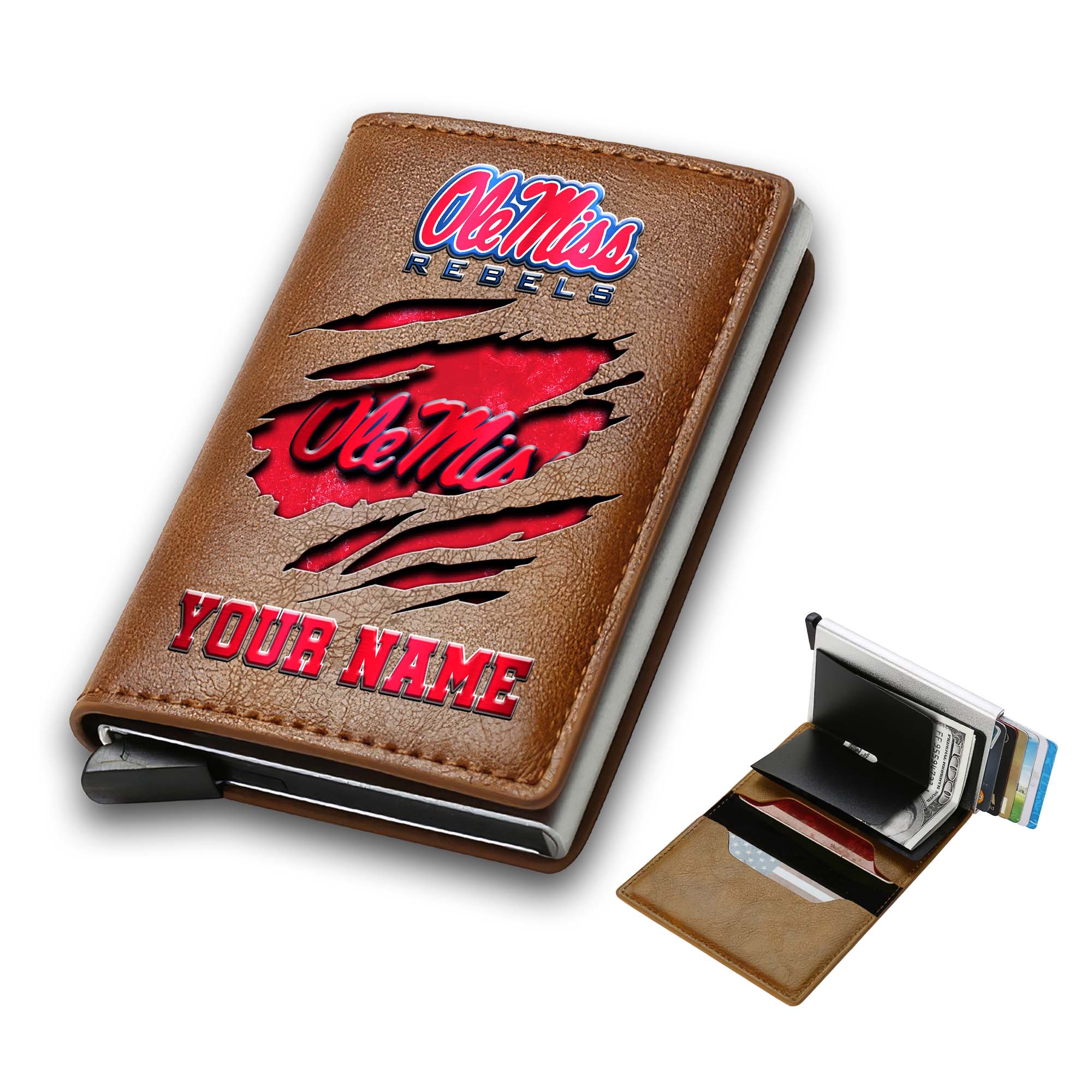 Alternative view of Ole Miss Rebels Men Wallet Custom Your Name, Football Team Men Wallet For Fans, Gifts For Football Lovers EHIVM-03061172