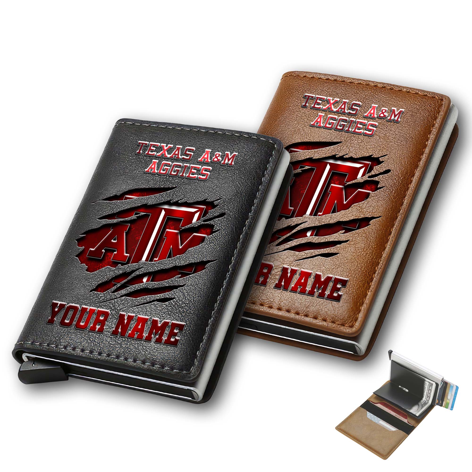 Texas A&M Aggies Men Wallet Custom Your Name, Football Team Men Wallet For Fans, Gifts For Football Lovers EHIVM-03061172