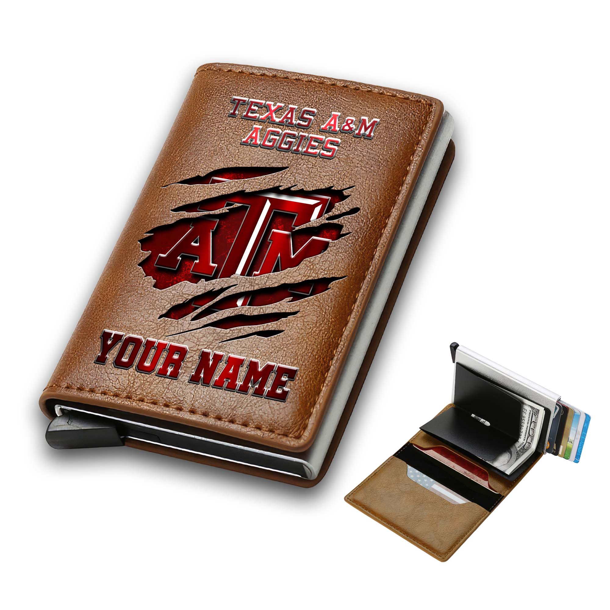 Alternative view of Texas A&M Aggies Men Wallet Custom Your Name, Football Team Men Wallet For Fans, Gifts For Football Lovers EHIVM-03061172