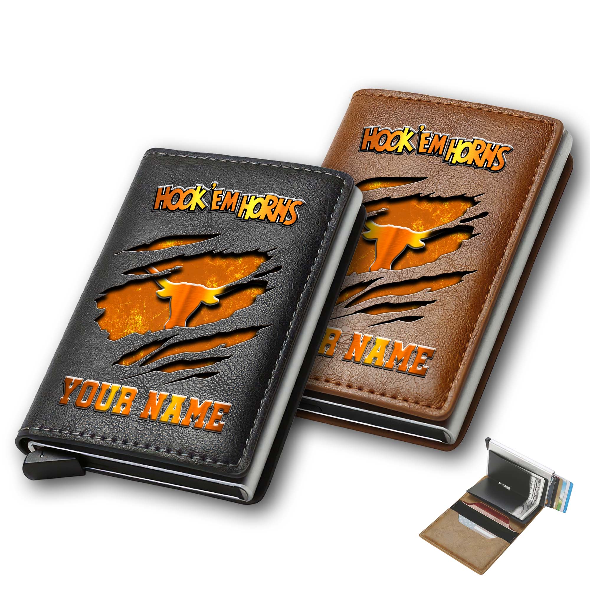 Texas Longhorns Men Wallet Custom Your Name, Football Team Men Wallet For Fans, Gifts For Football Lovers EHIVM-03061172