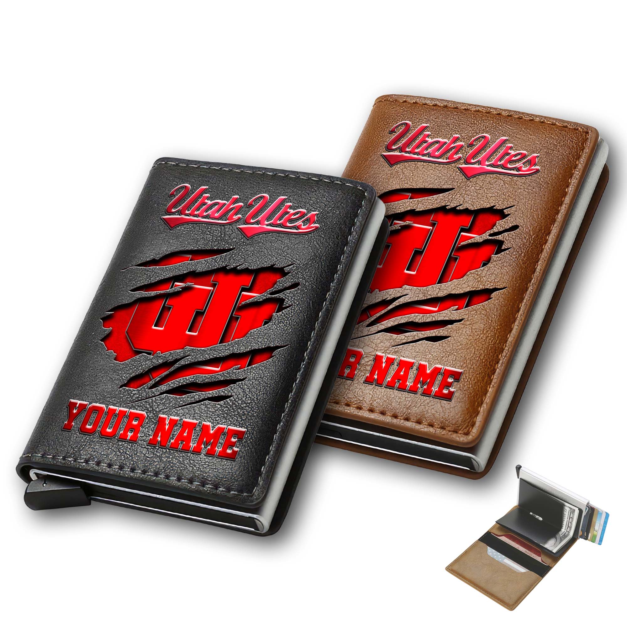 Utah Utes Men Wallet Custom Your Name, Football Team Men Wallet For Fans, Gifts For Football Lovers EHIVM-03061172
