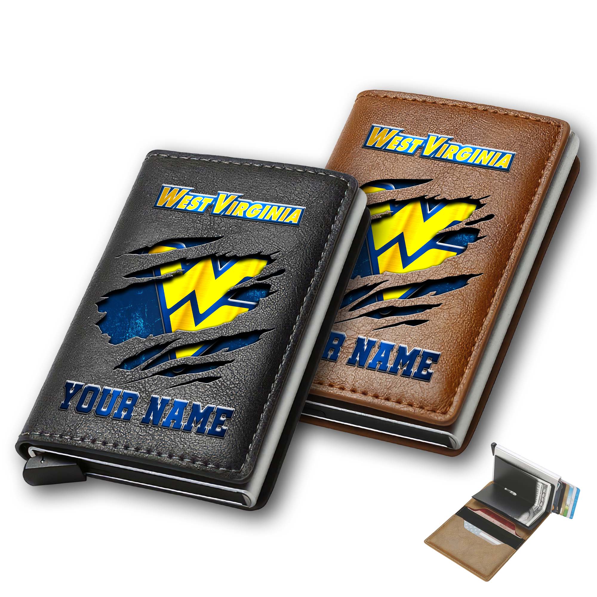 West Virginia Mountaineers Men Wallet Custom Your Name, Football Team Men Wallet For Fans, Gifts For Football Lovers EHIVM-03061172