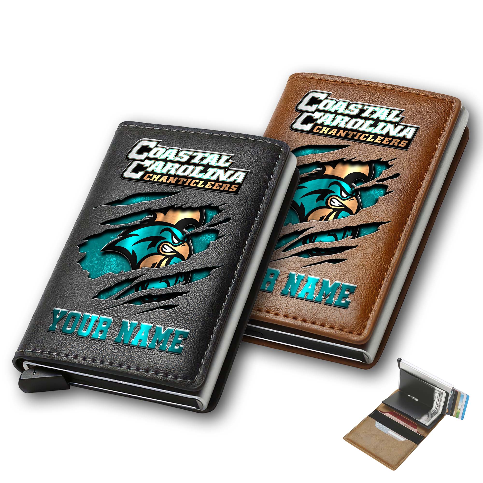 Coastal Carolina Chanticleers Men Wallet Custom Your Name, Football Team Men Wallet For Fans, Gifts For Football Lovers EHIVM-03061172