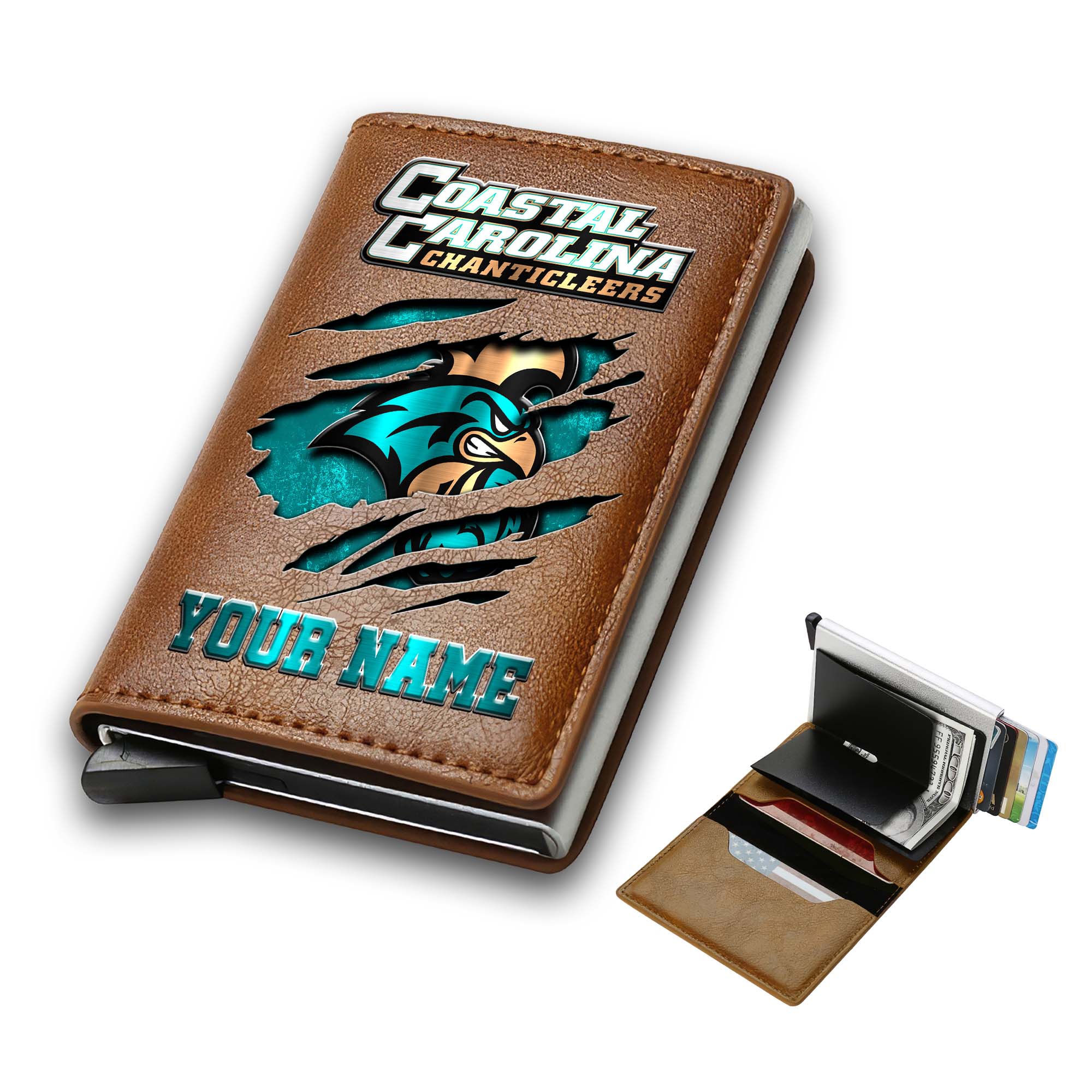 Alternative view of Coastal Carolina Chanticleers Men Wallet Custom Your Name, Football Team Men Wallet For Fans, Gifts For Football Lovers EHIVM-03061172