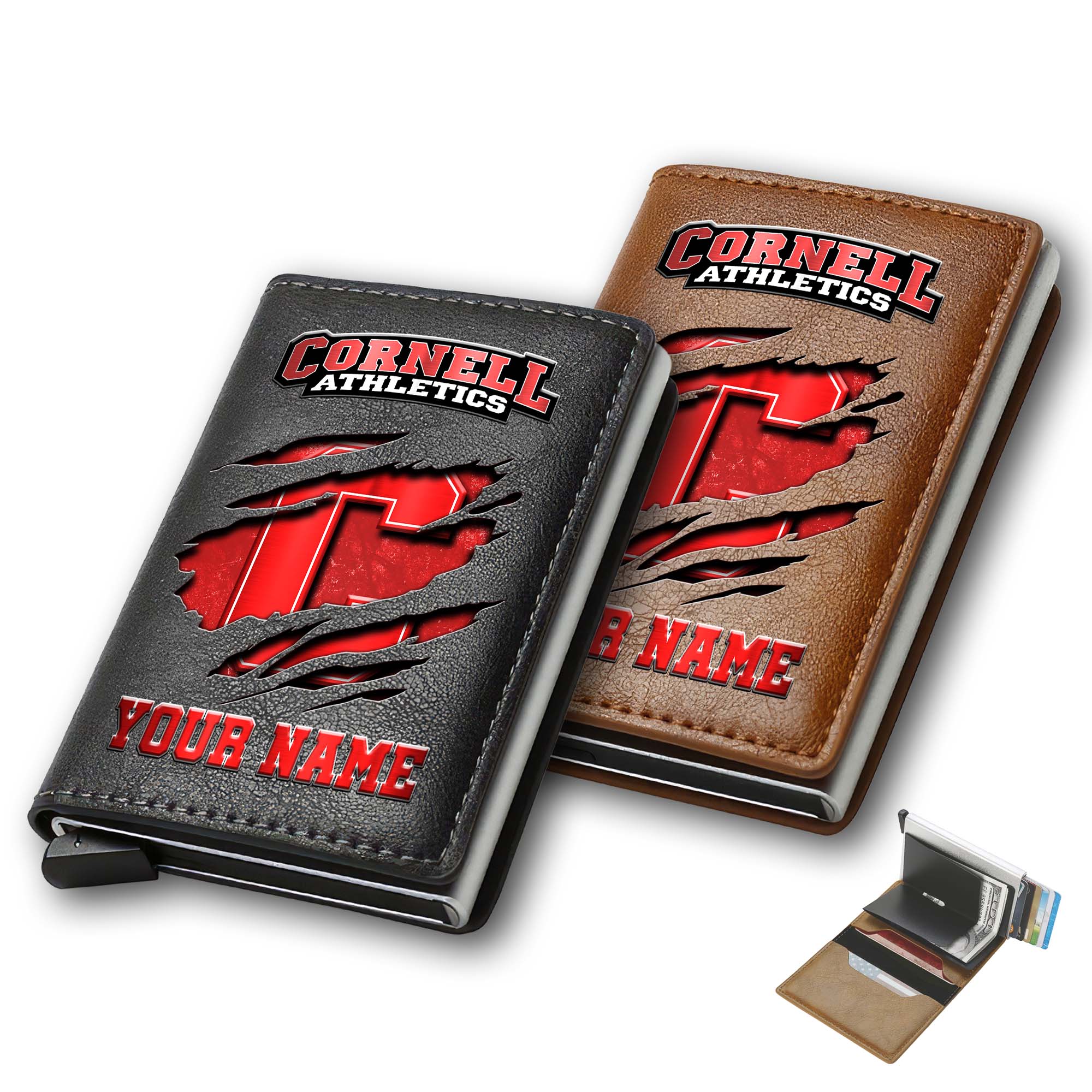 Cornell Big Red Men Wallet Custom Your Name, Football Team Men Wallet For Fans, Gifts For Football Lovers EHIVM-03061172