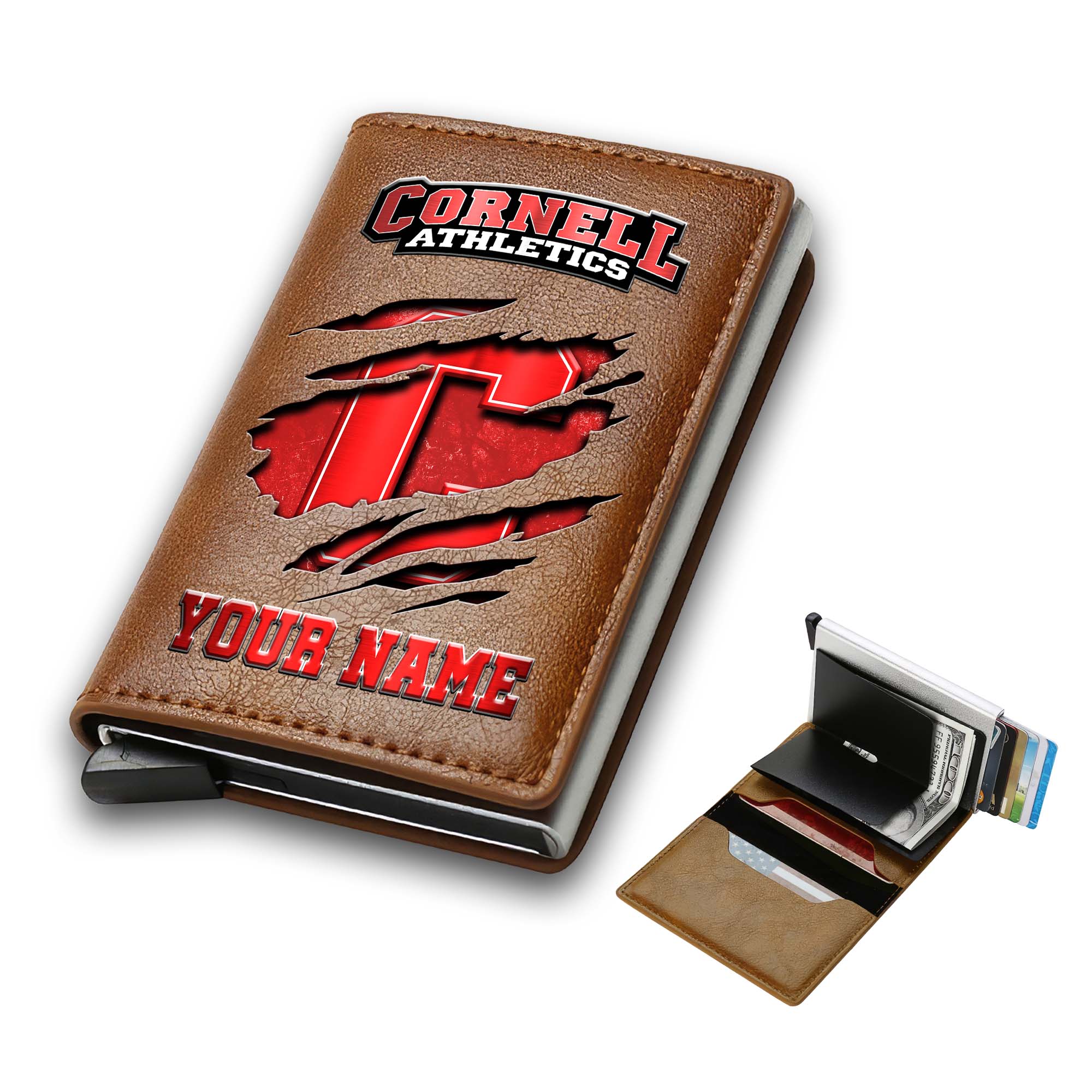 Alternative view of Cornell Big Red Men Wallet Custom Your Name, Football Team Men Wallet For Fans, Gifts For Football Lovers EHIVM-03061172