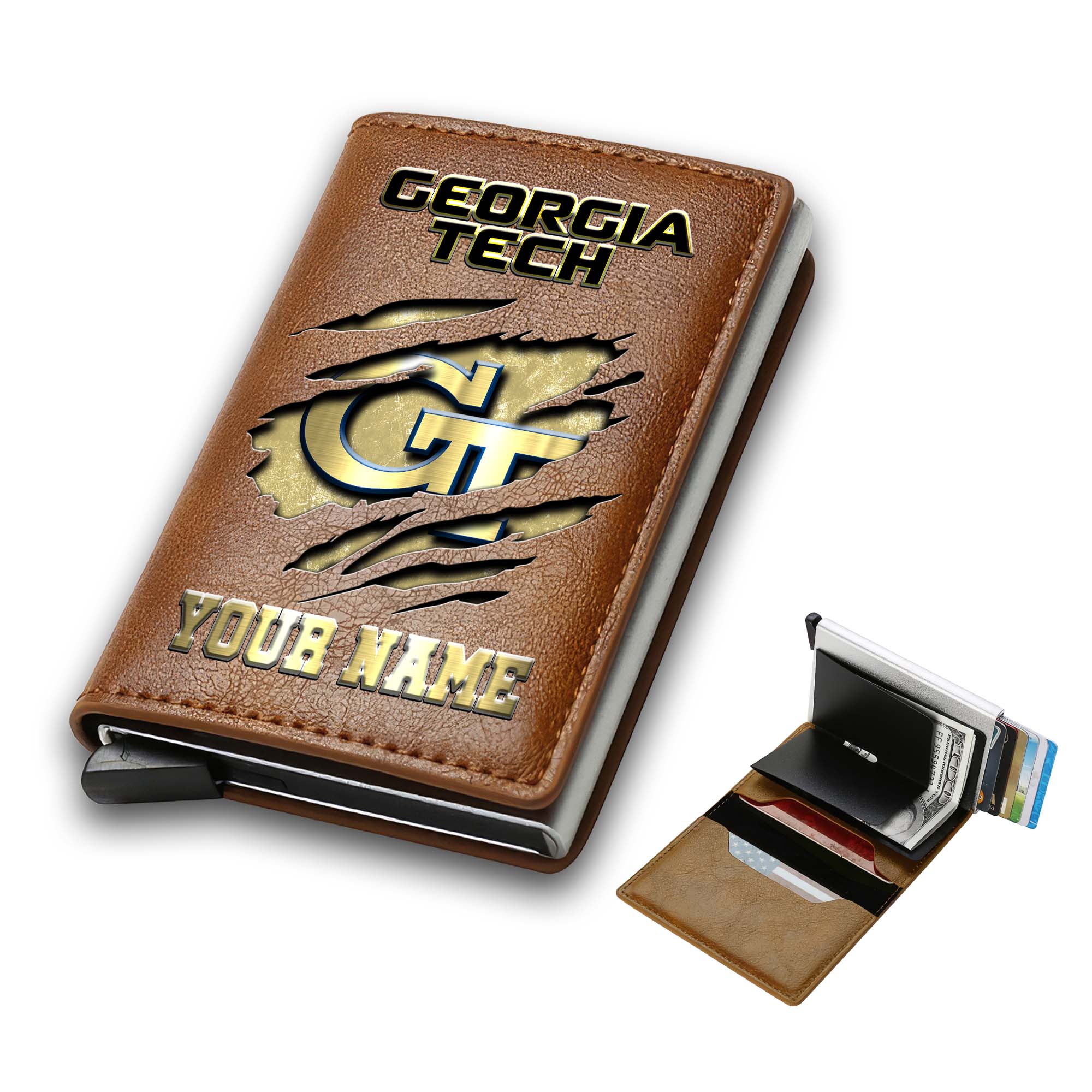 Alternative view of Georgia Tech Yellow Jackets Men Wallet Custom Your Name, Football Team Men Wallet For Fans, Gifts For Football Lovers EHIVM-03061172