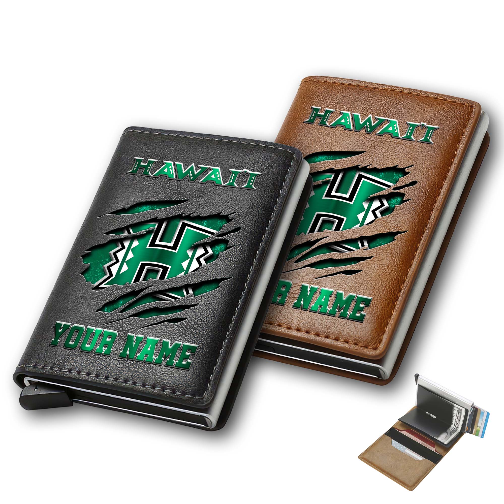 Hawaii Rainbow Warriors Men Wallet Custom Your Name, Football Team Men Wallet For Fans, Gifts For Football Lovers EHIVM-03061172