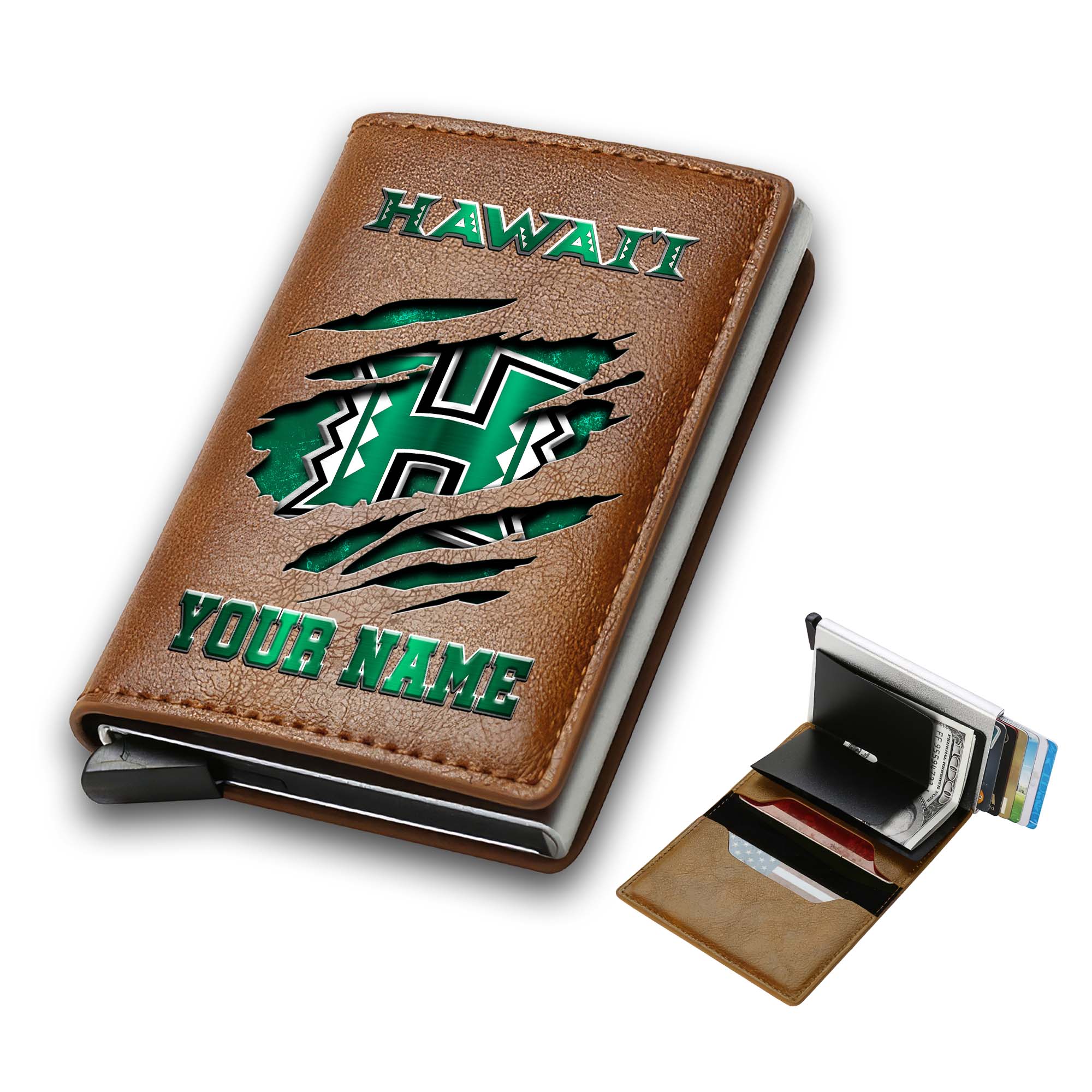Alternative view of Hawaii Rainbow Warriors Men Wallet Custom Your Name, Football Team Men Wallet For Fans, Gifts For Football Lovers EHIVM-03061172