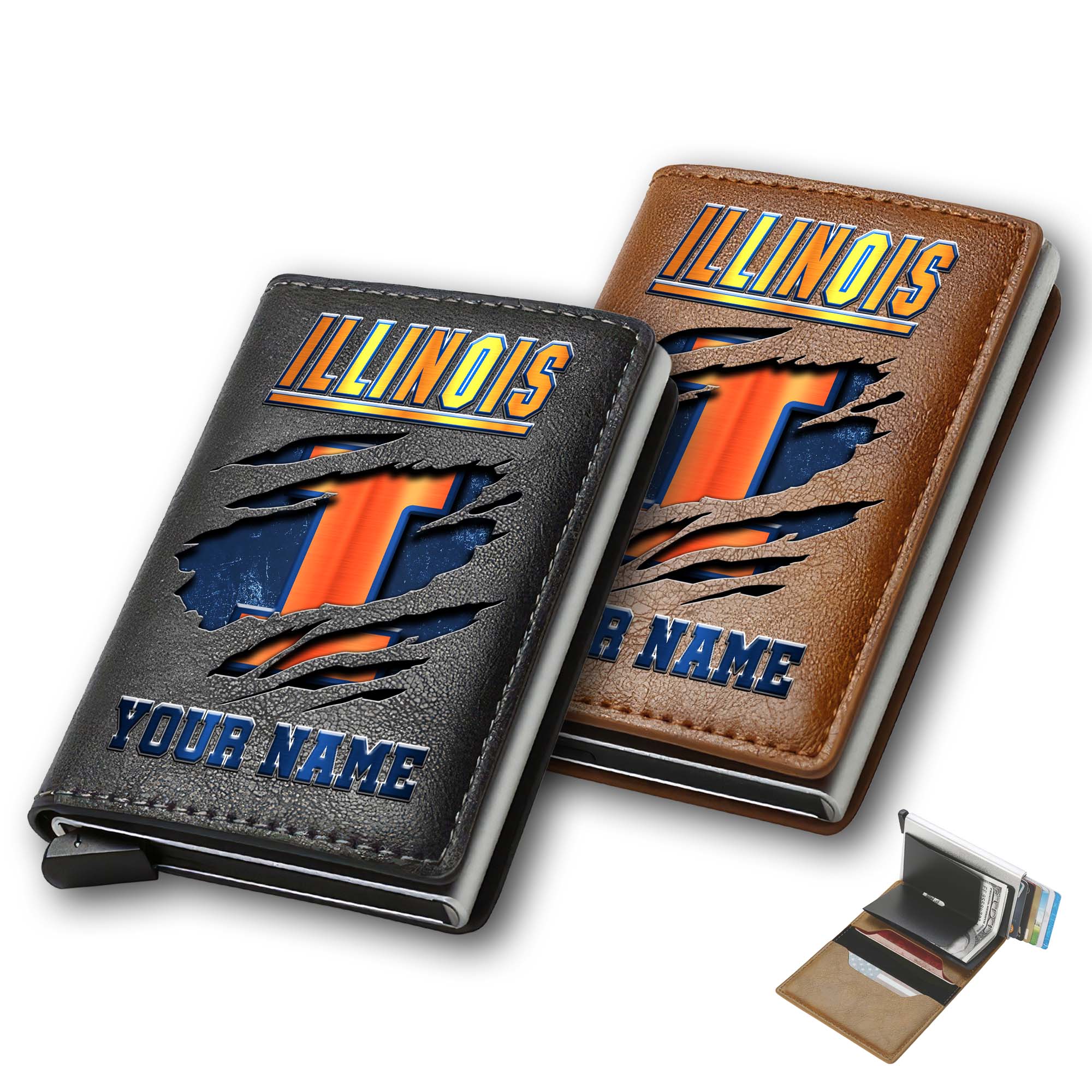 Illinois Fighting Illini Men Wallet Custom Your Name, Football Team Men Wallet For Fans, Gifts For Football Lovers EHIVM-03061172