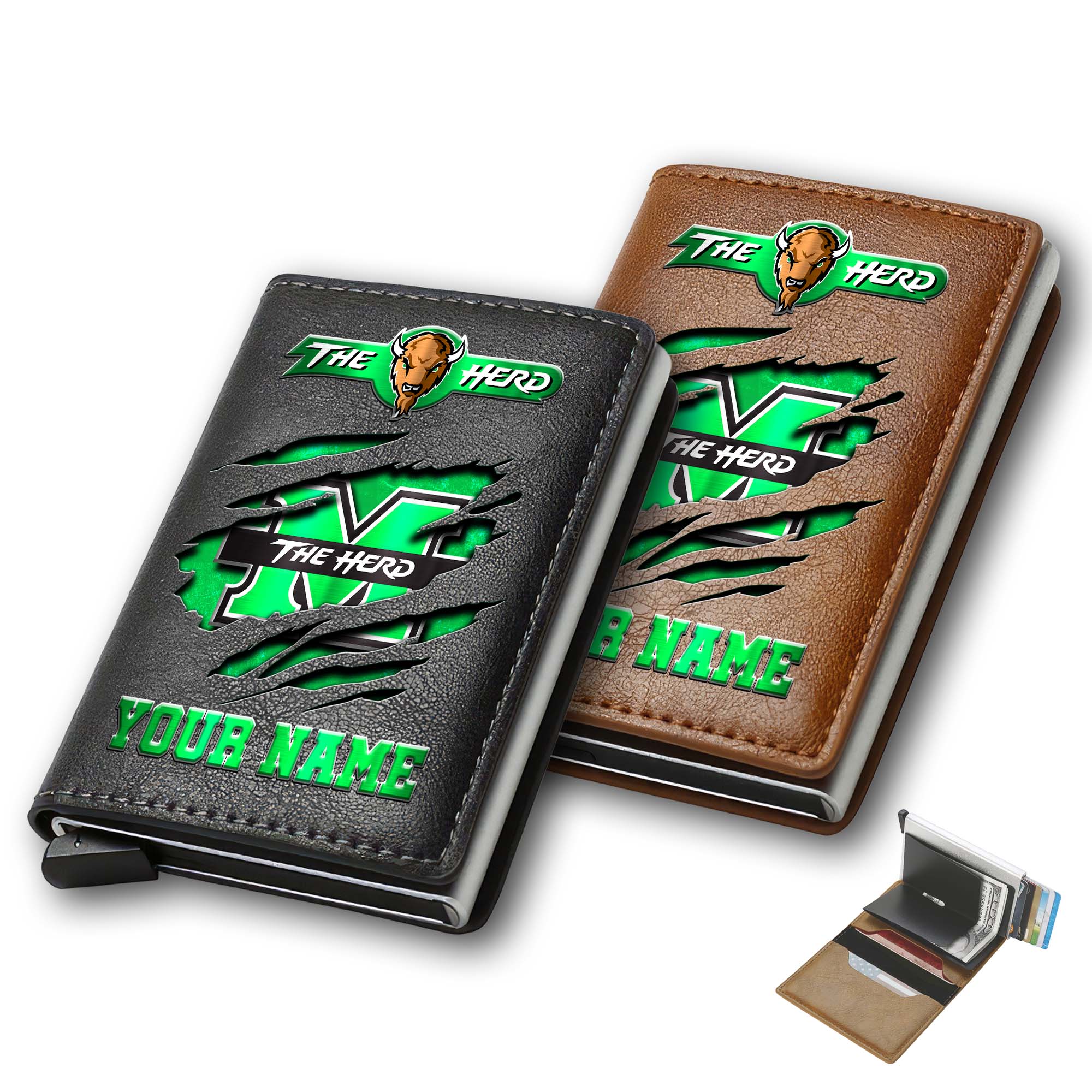 Marshall Thundering Herd Men Wallet Custom Your Name, Football Team Men Wallet For Fans, Gifts For Football Lovers EHIVM-03061172