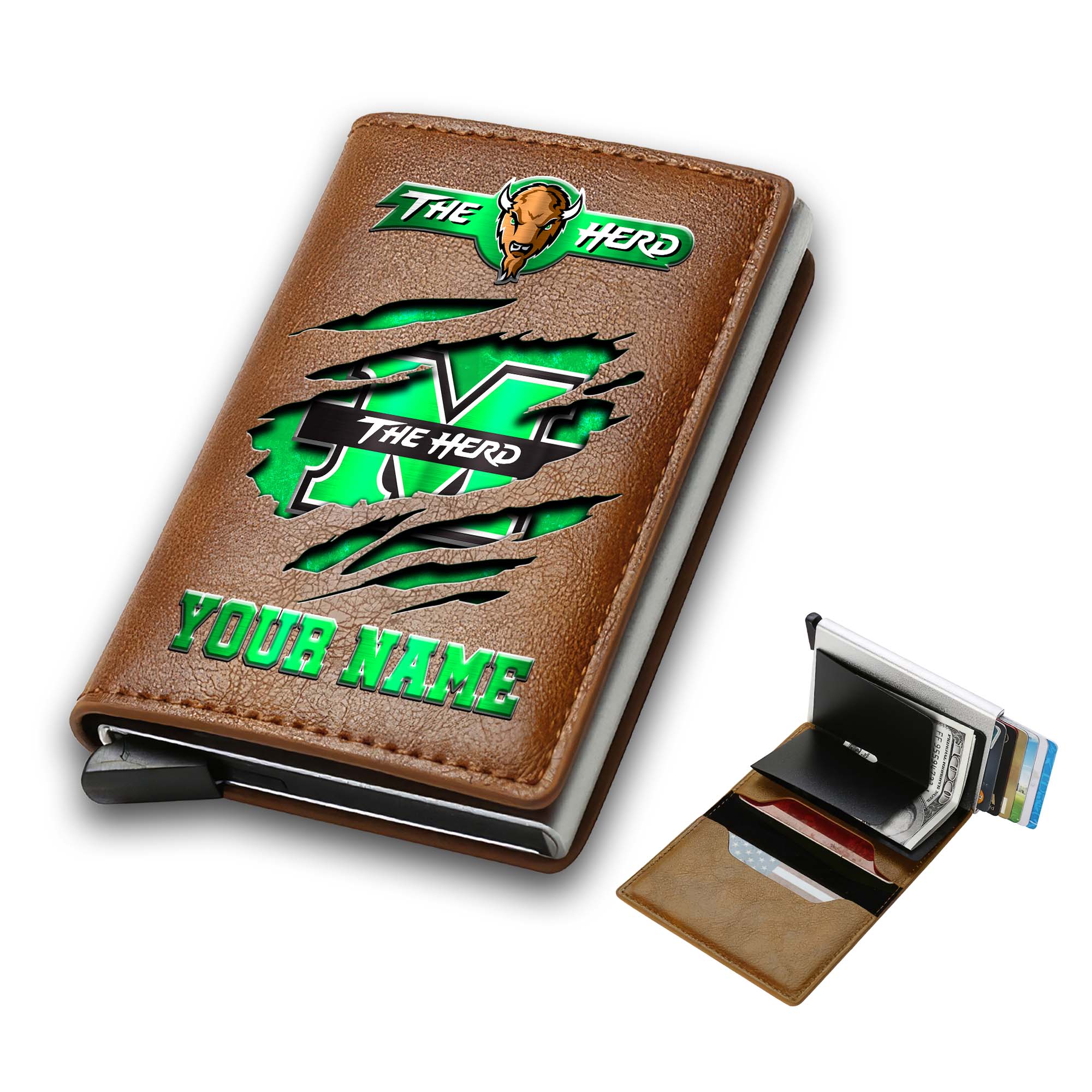 Alternative view of Marshall Thundering Herd Men Wallet Custom Your Name, Football Team Men Wallet For Fans, Gifts For Football Lovers EHIVM-03061172