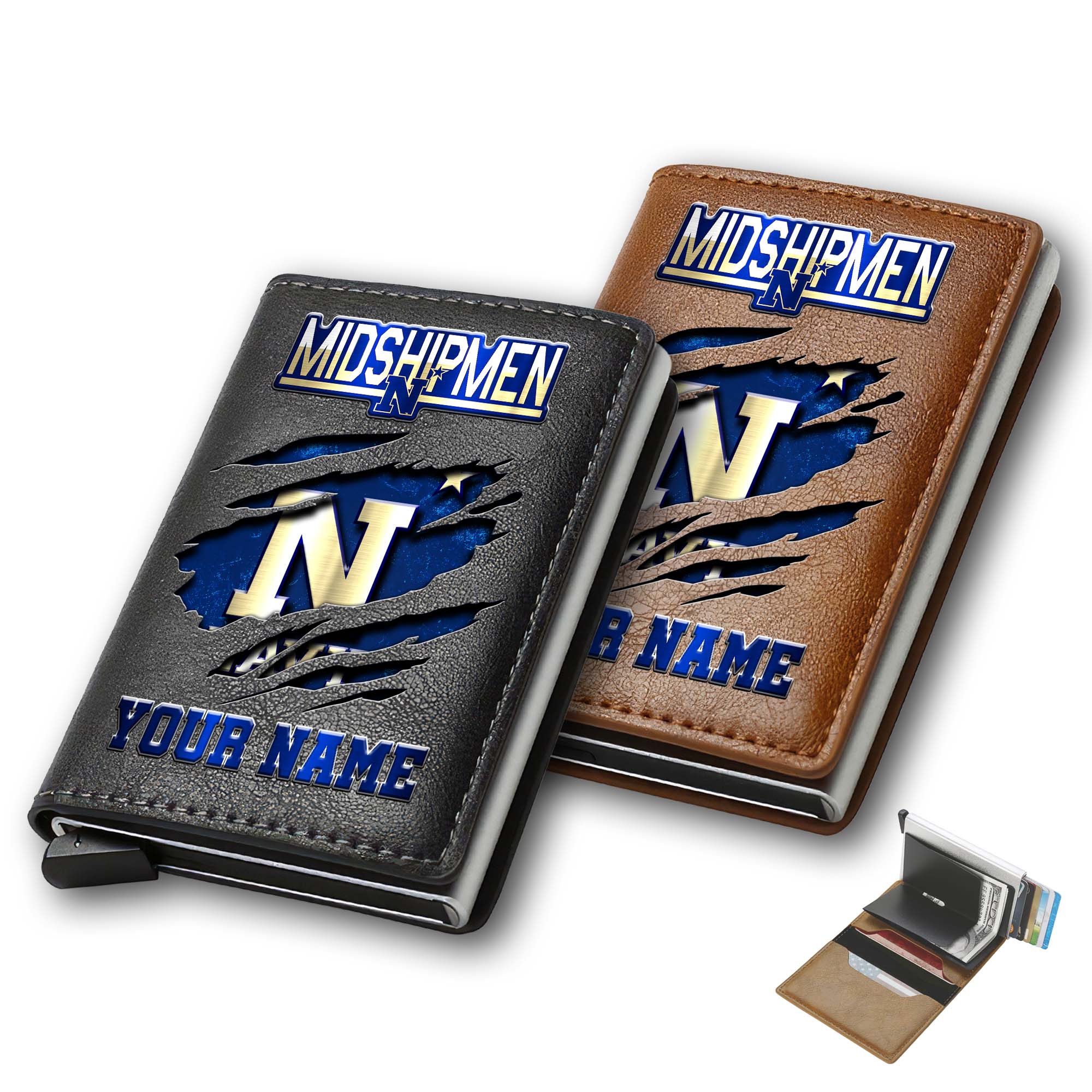 Navy Midshipmen Men Wallet Custom Your Name, Football Team Men Wallet For Fans, Gifts For Football Lovers EHIVM-03061172