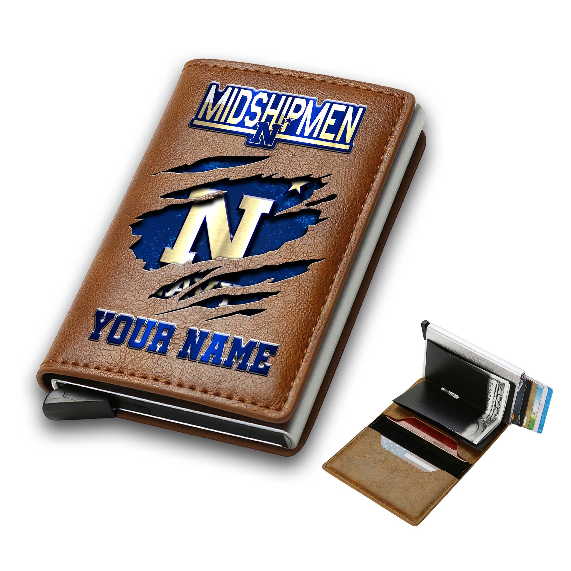 Alternative view of Navy Midshipmen Men Wallet Custom Your Name, Football Team Men Wallet For Fans, Gifts For Football Lovers EHIVM-03061172