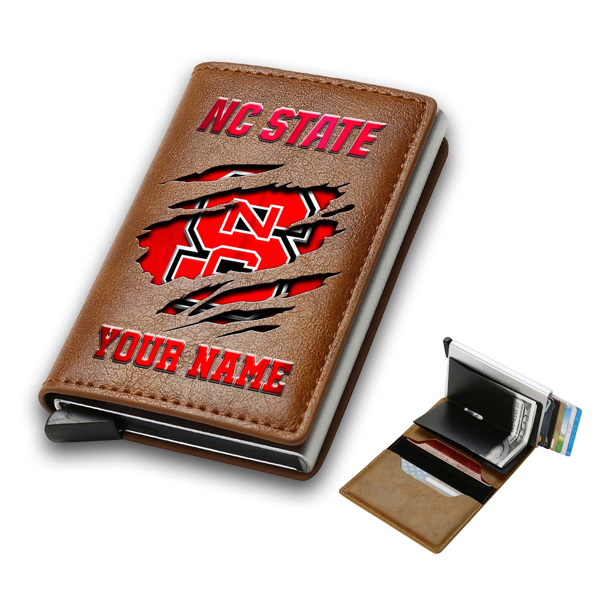 Alternative view of NC State Wolfpack Men Wallet Custom Your Name, Football Team Men Wallet For Fans, Gifts For Football Lovers EHIVM-03061172