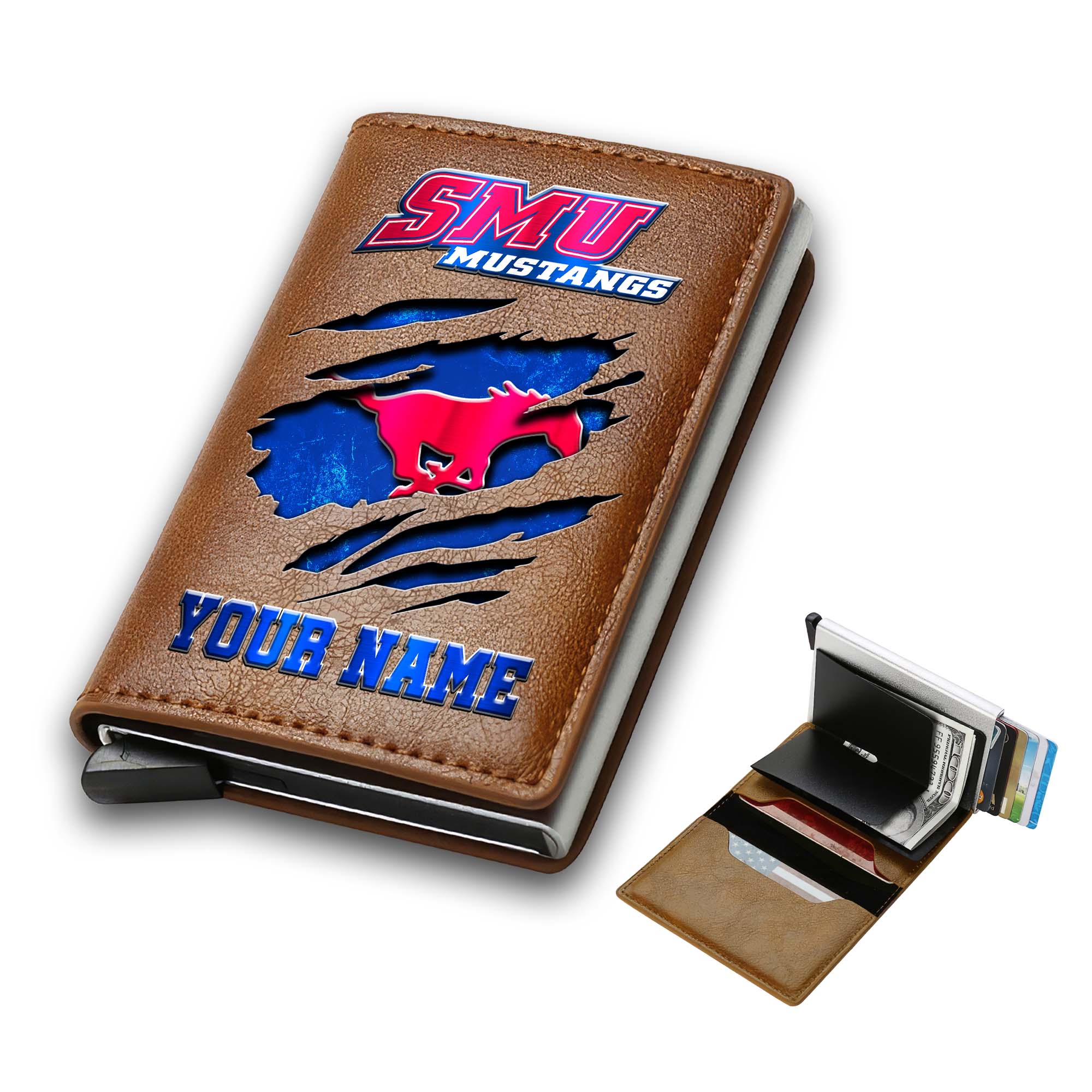 Alternative view of SMU Mustangs Men Wallet Custom Your Name, Football Team Men Wallet For Fans, Gifts For Football Lovers EHIVM-03061172