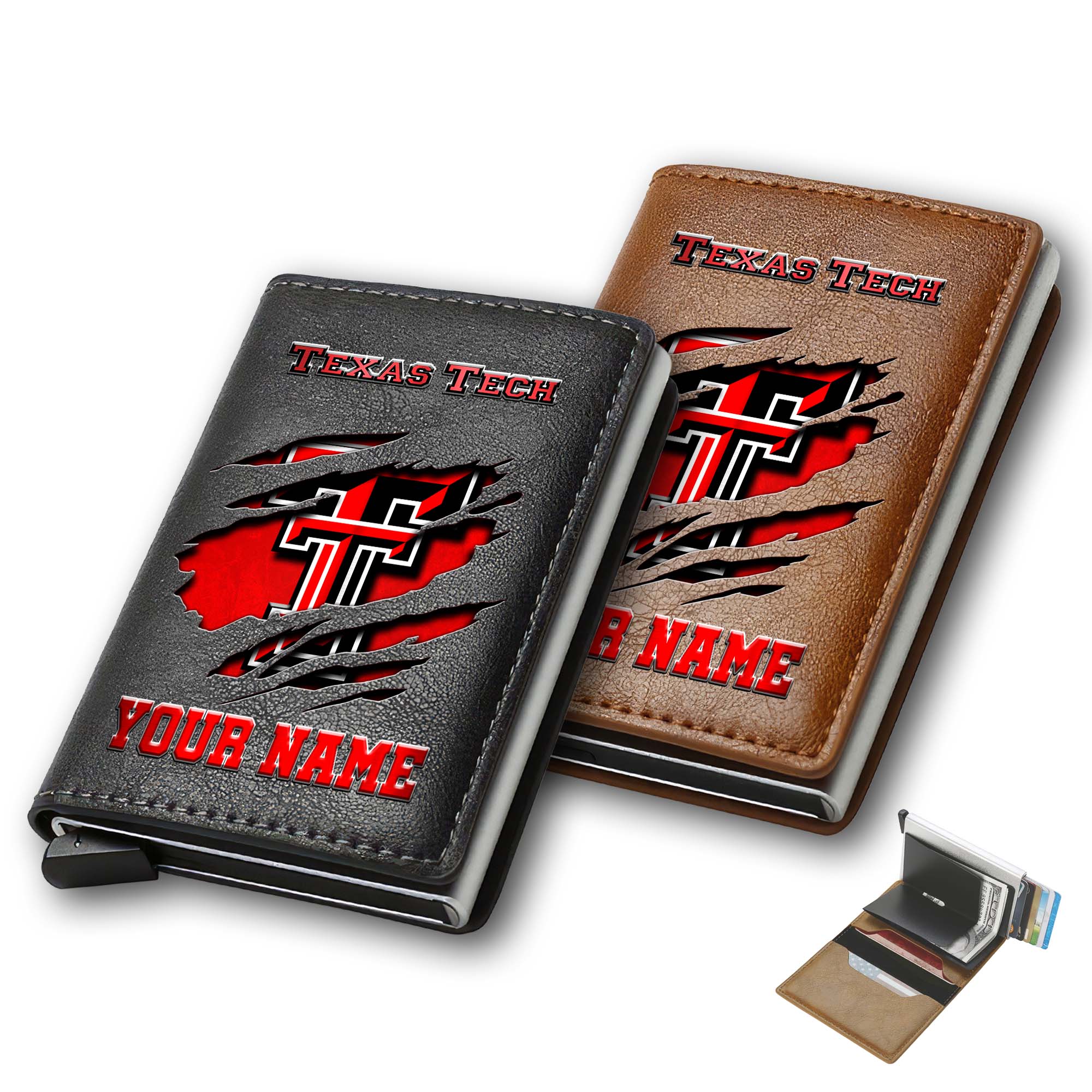 Texas Tech Red Raiders Men Wallet Custom Your Name, Football Team Men Wallet For Fans, Gifts For Football Lovers EHIVM-03061172