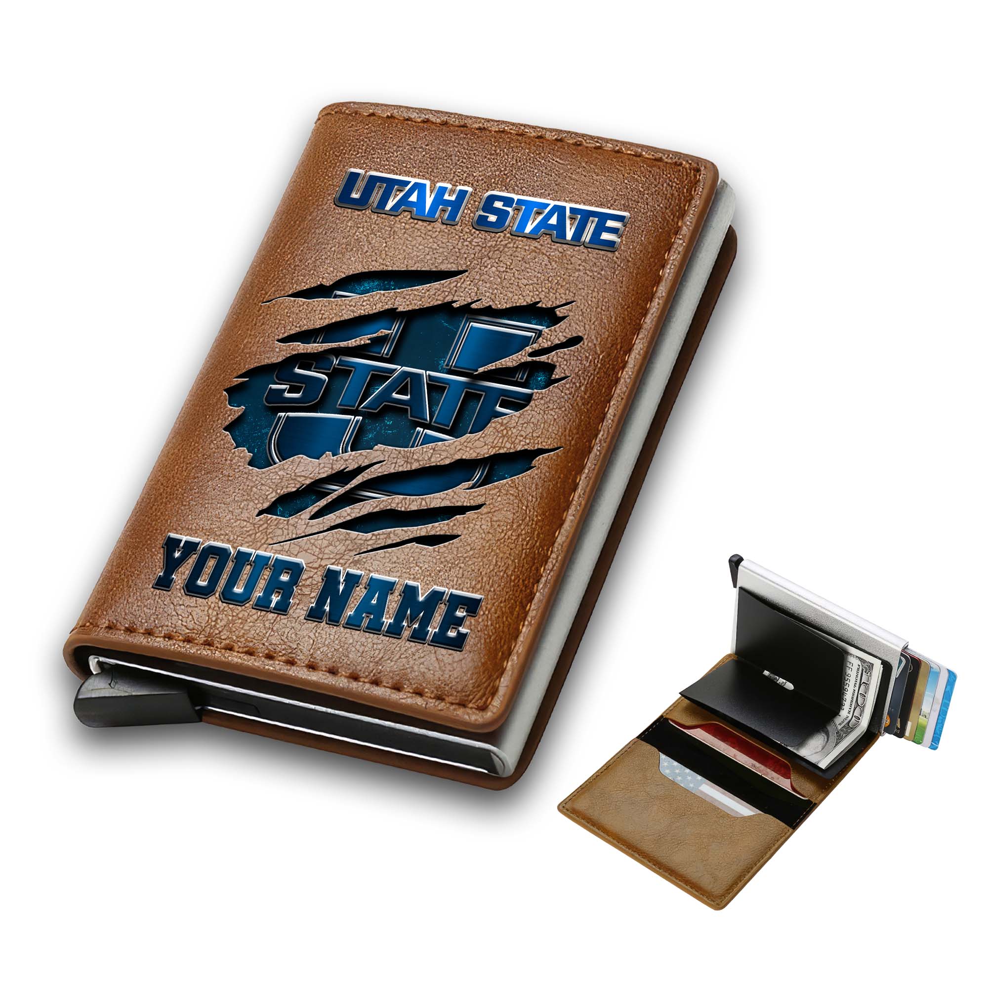 Alternative view of Utah State Aggies Men Wallet Custom Your Name, Football Team Men Wallet For Fans, Gifts For Football Lovers EHIVM-03061172