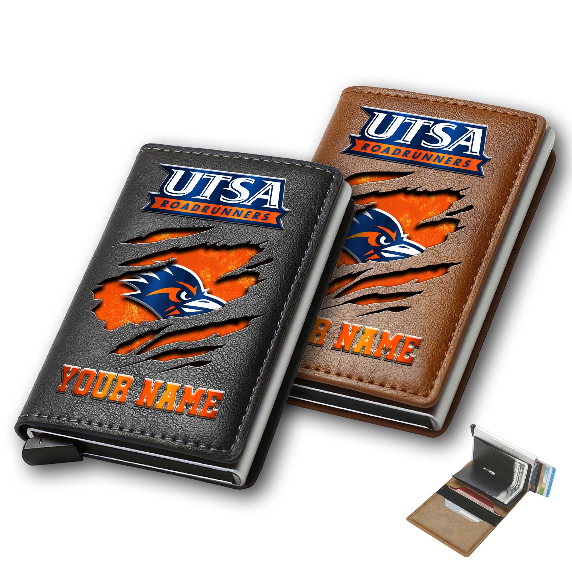UTSA Roadrunners Men Wallet Custom Your Name, Football Team Men Wallet For Fans, Gifts For Football Lovers EHIVM-03061172