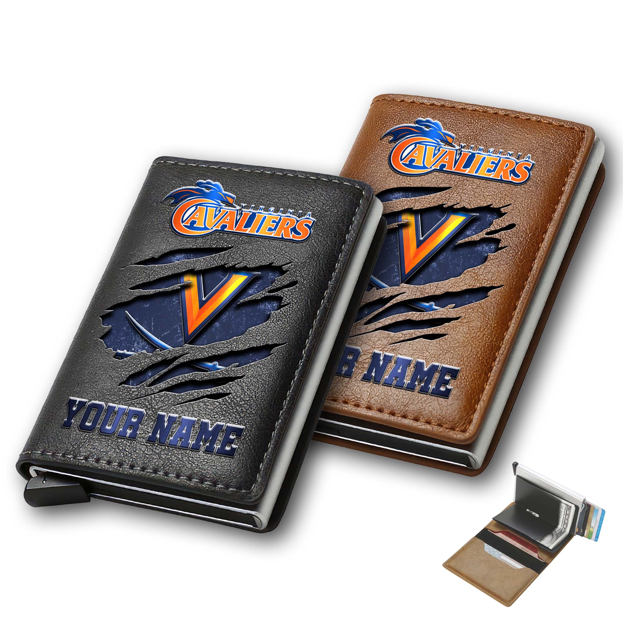 Virginia Cavaliers Men Wallet Custom Your Name, Football Team Men Wallet For Fans, Gifts For Football Lovers EHIVM-03061172